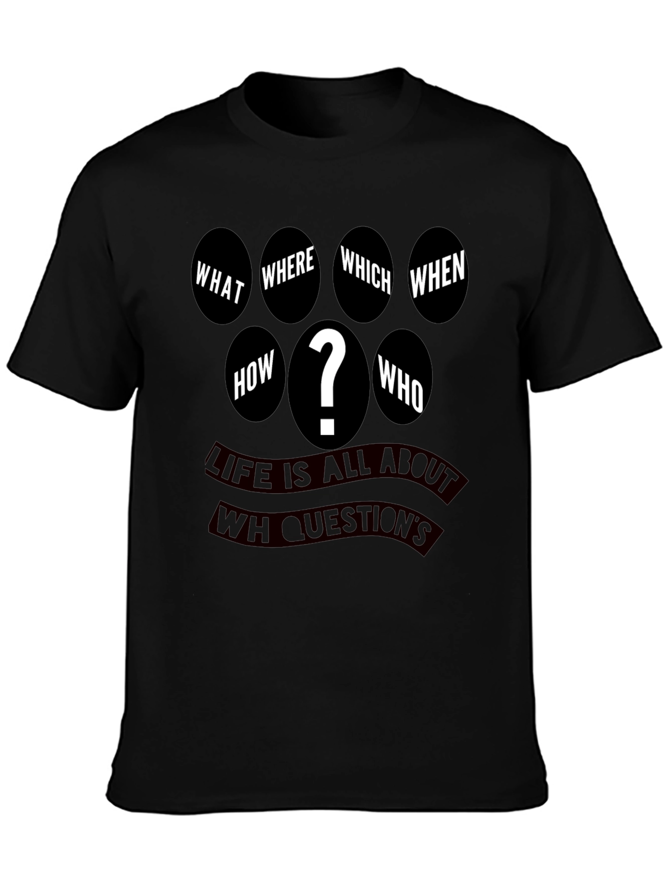 Black Question Everything Men's Black T-Shirt view 3