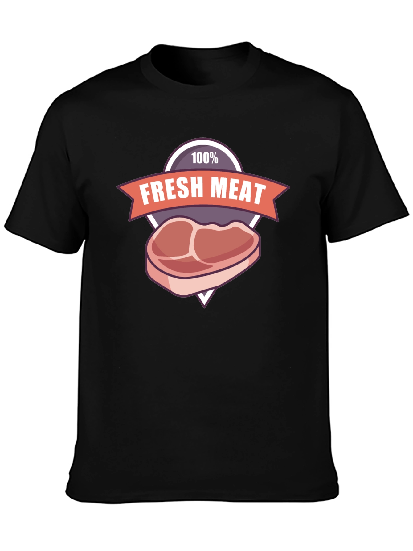 Black Fresh Meat Graphic T-Shirt - Black Cotton Tee view 3