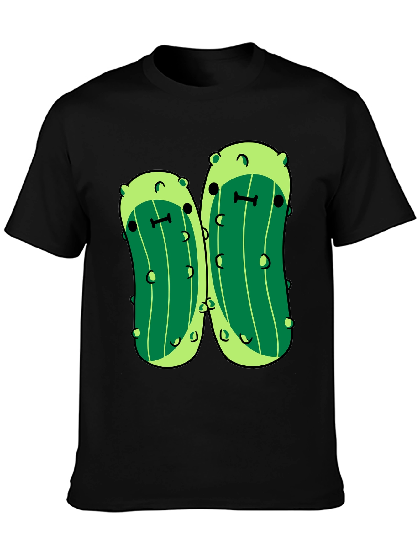 Black Kawaii Pickle Graphic Tee - Unisex Black T-Shirt view 3