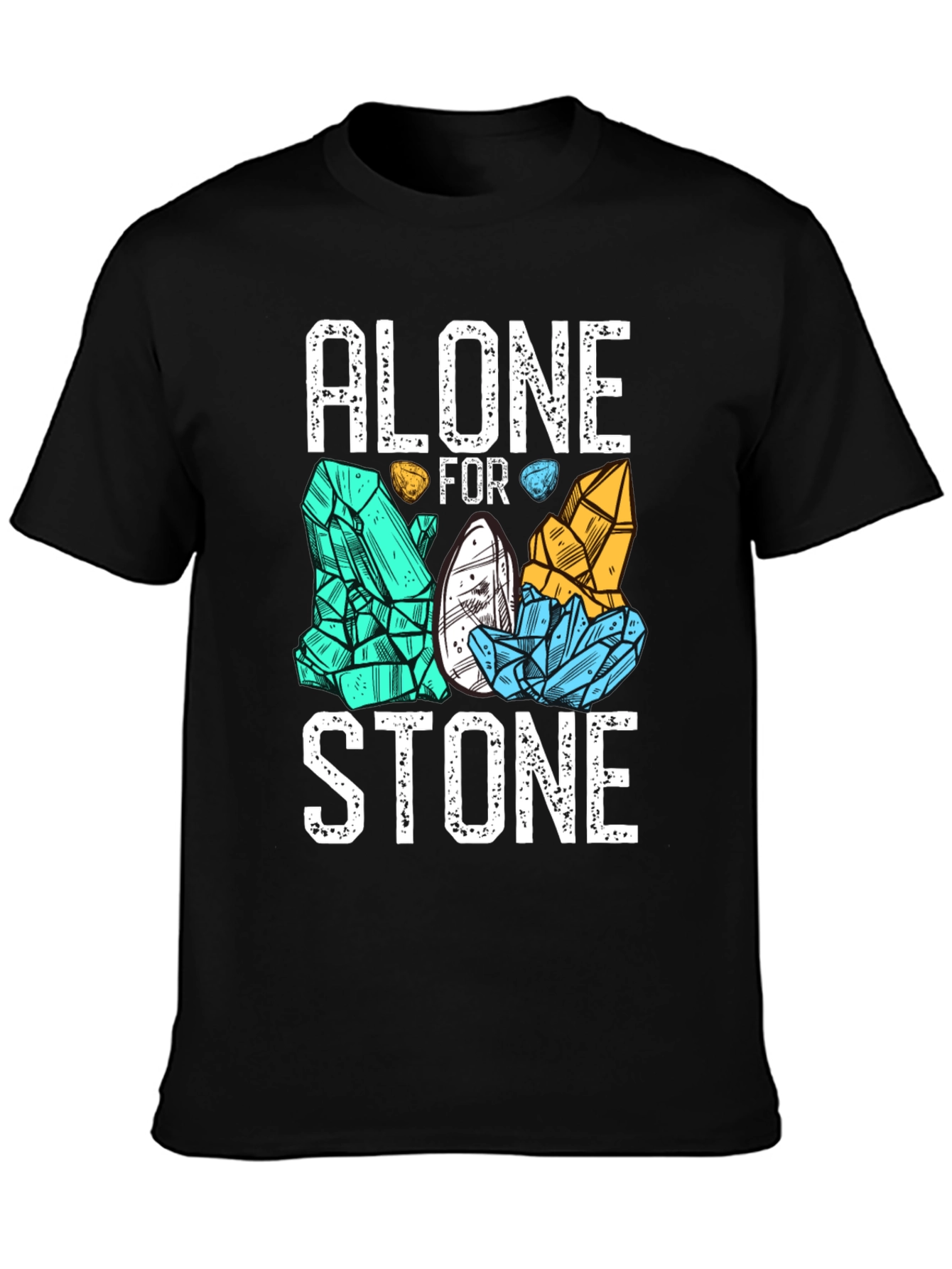 Black Alone for Stone Men's Graphic T-Shirt - Black view 3