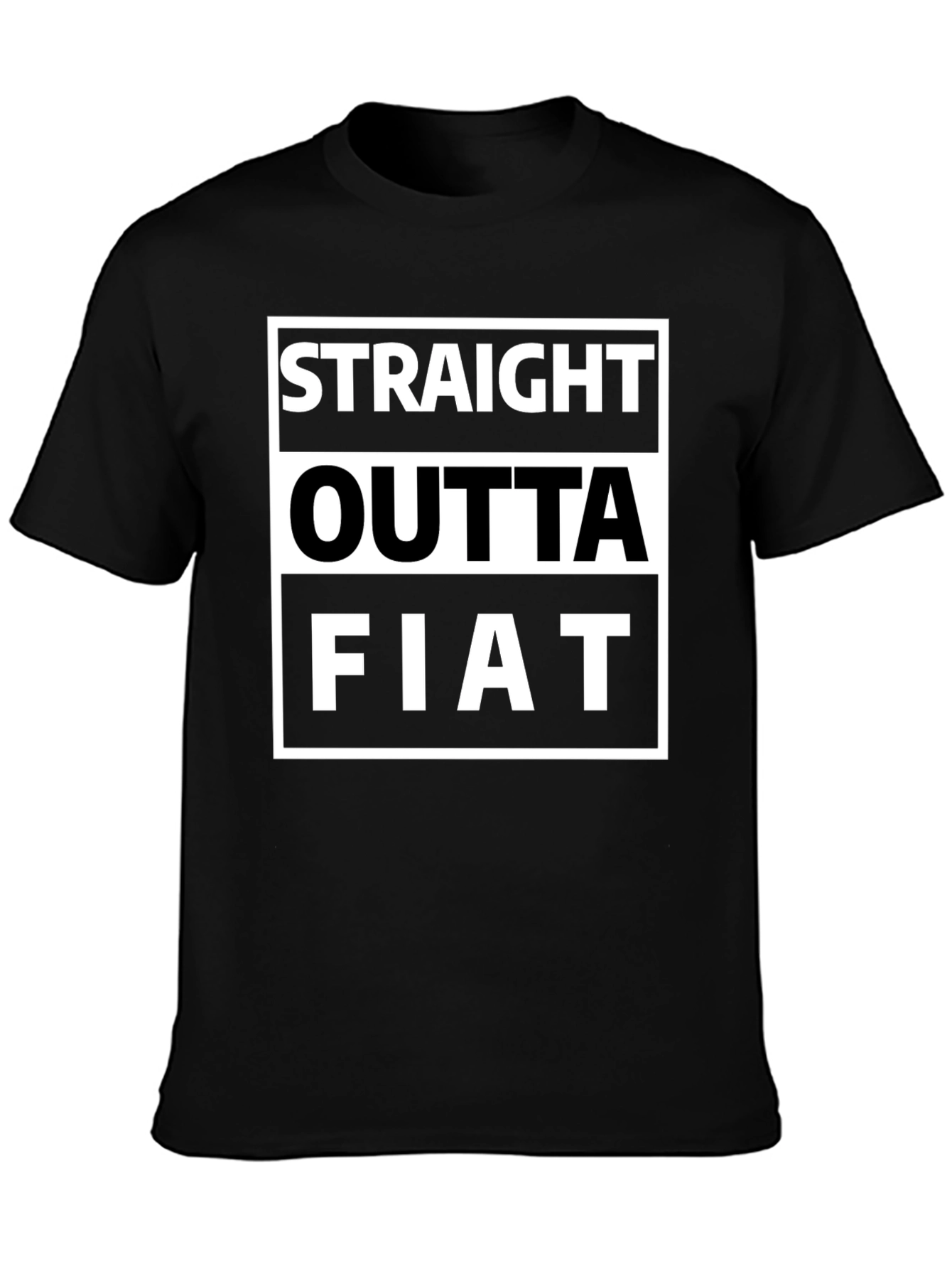 Black Straight Outta Fiat Funny Graphic Tee view 3