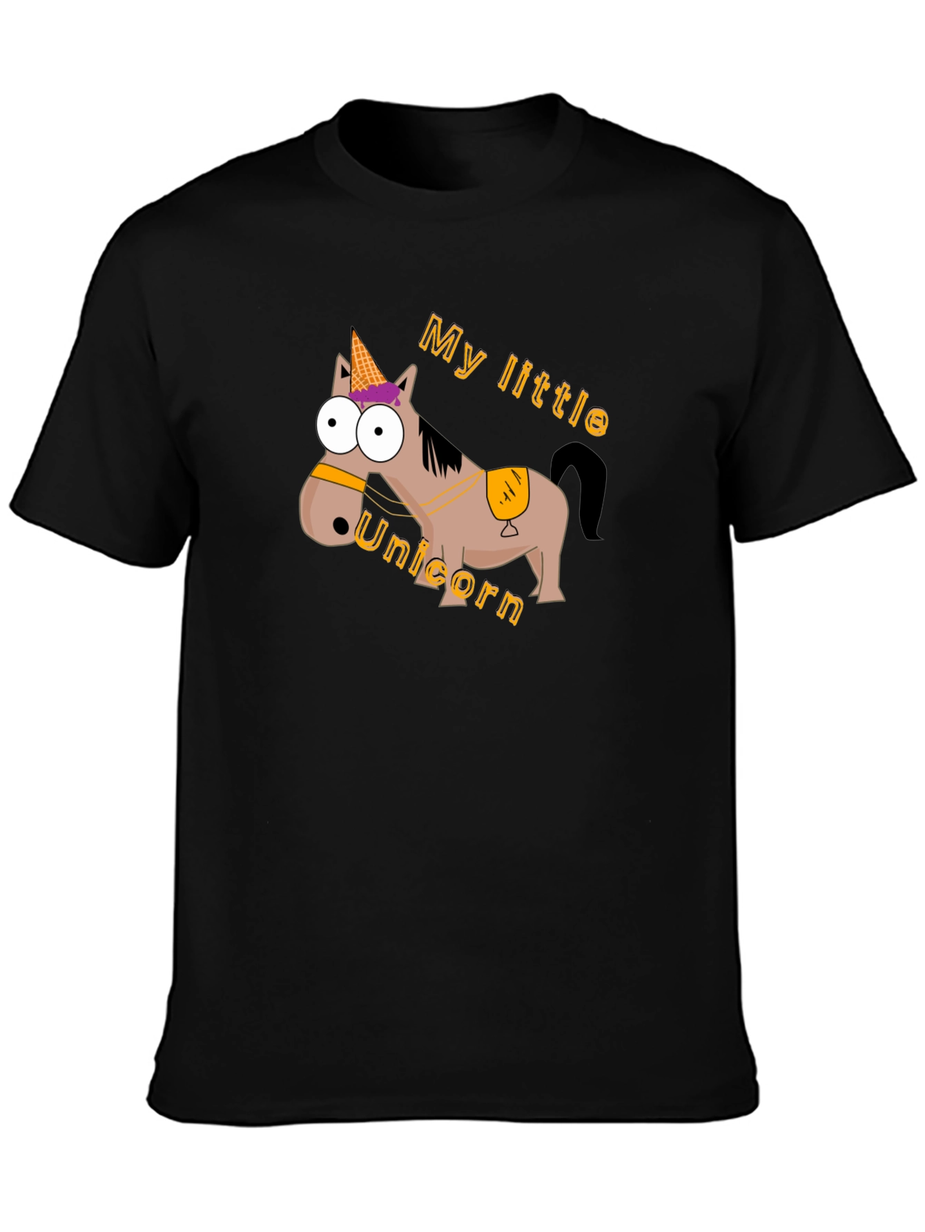 Black My Little Unicorn T-Shirt - Funny Cartoon Tee view 3