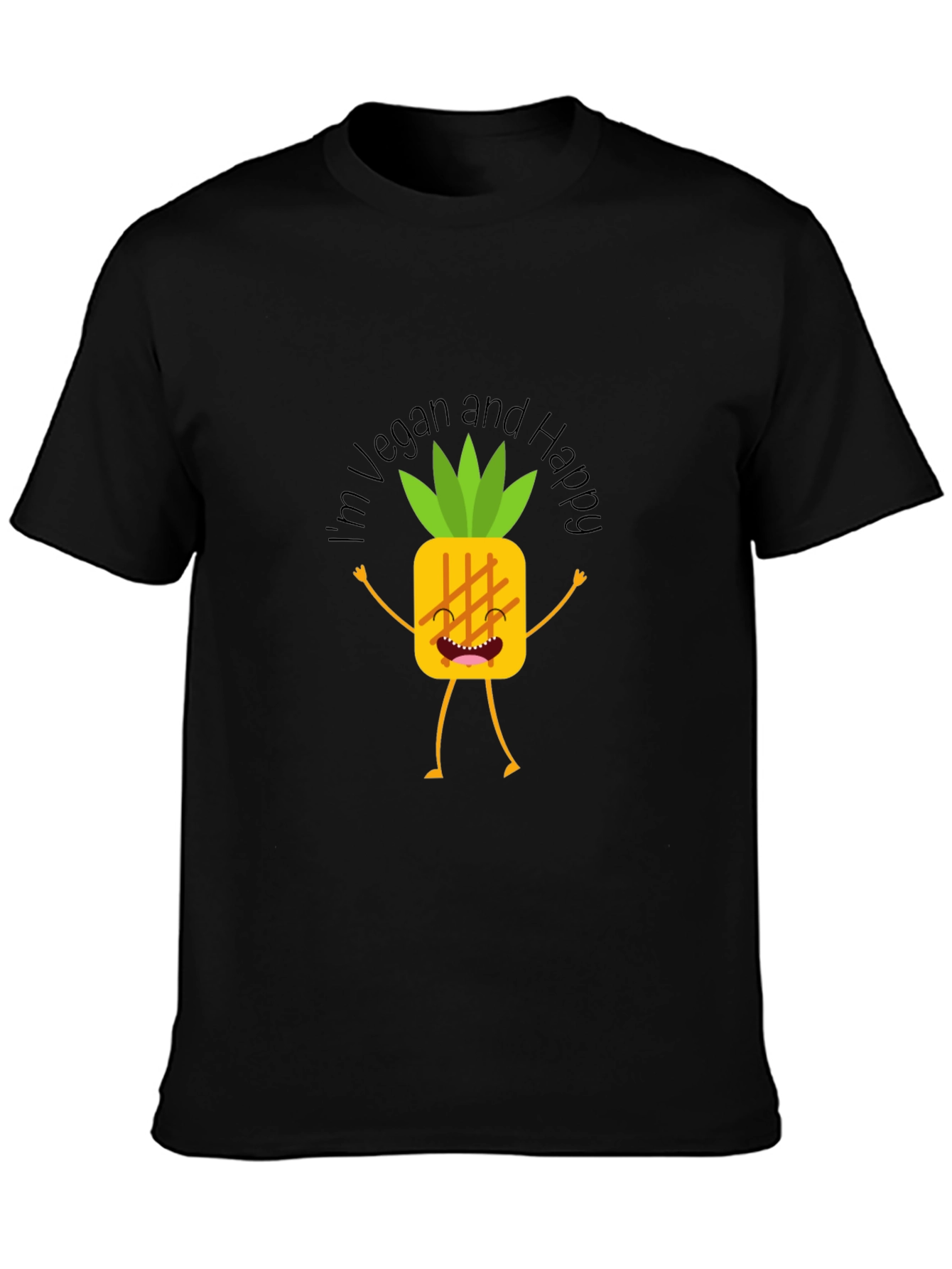 Black Vegan Pineapple Graphic Tee - Happy & Healthy Lifestyle! view 3