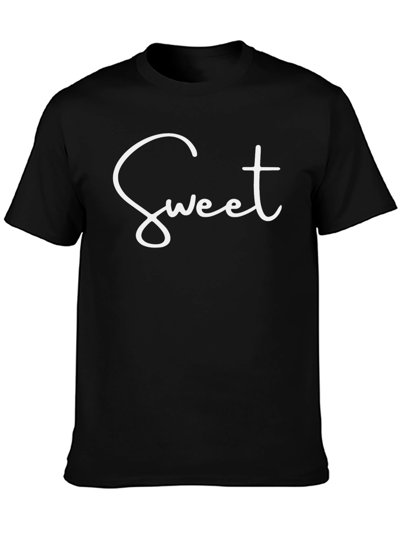Black Sweet Graphic Tee - Stylish Black T-Shirt view 3