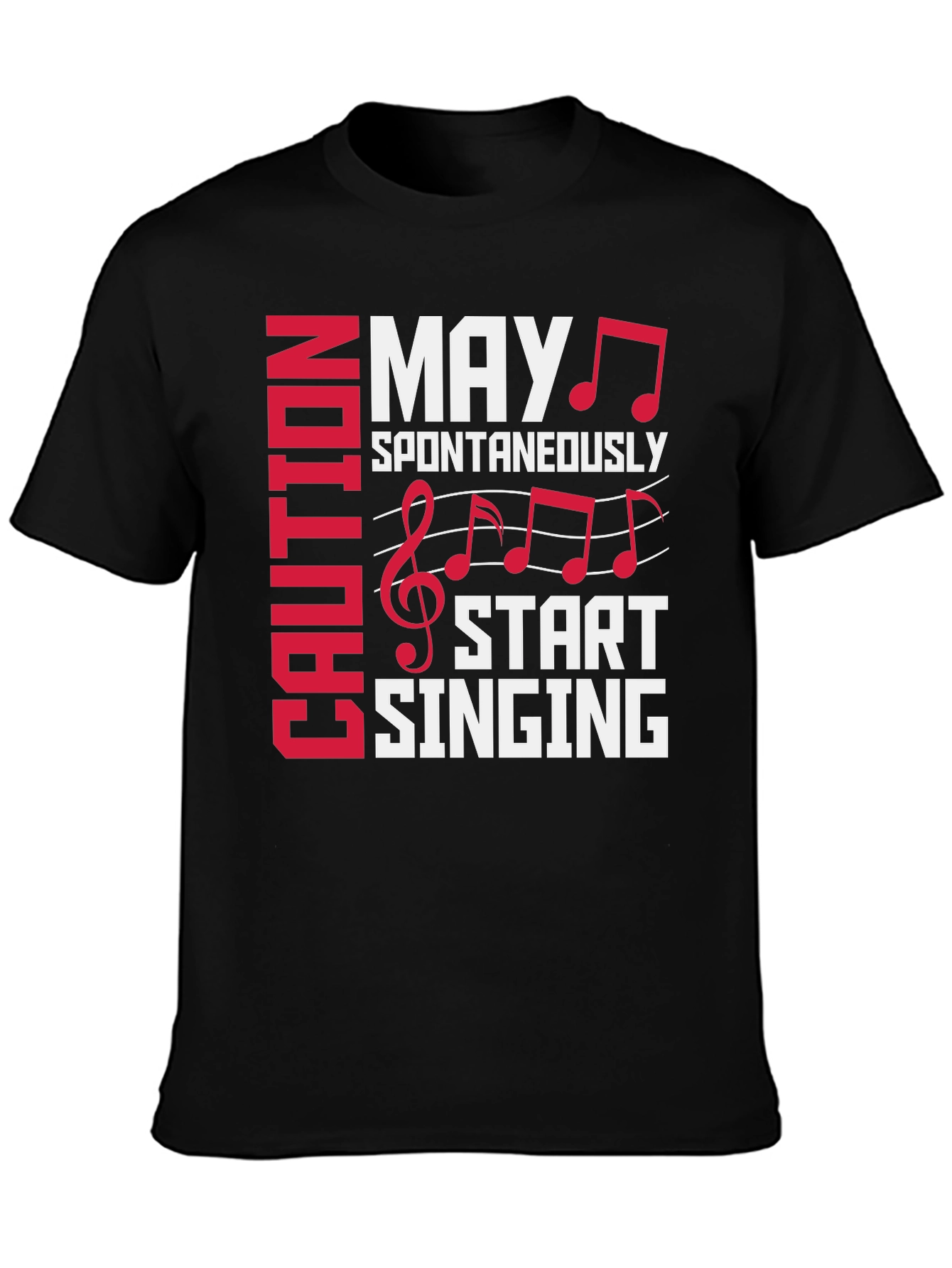 Black Caution May Spontaneously Start Singing Graphic Tee view 3