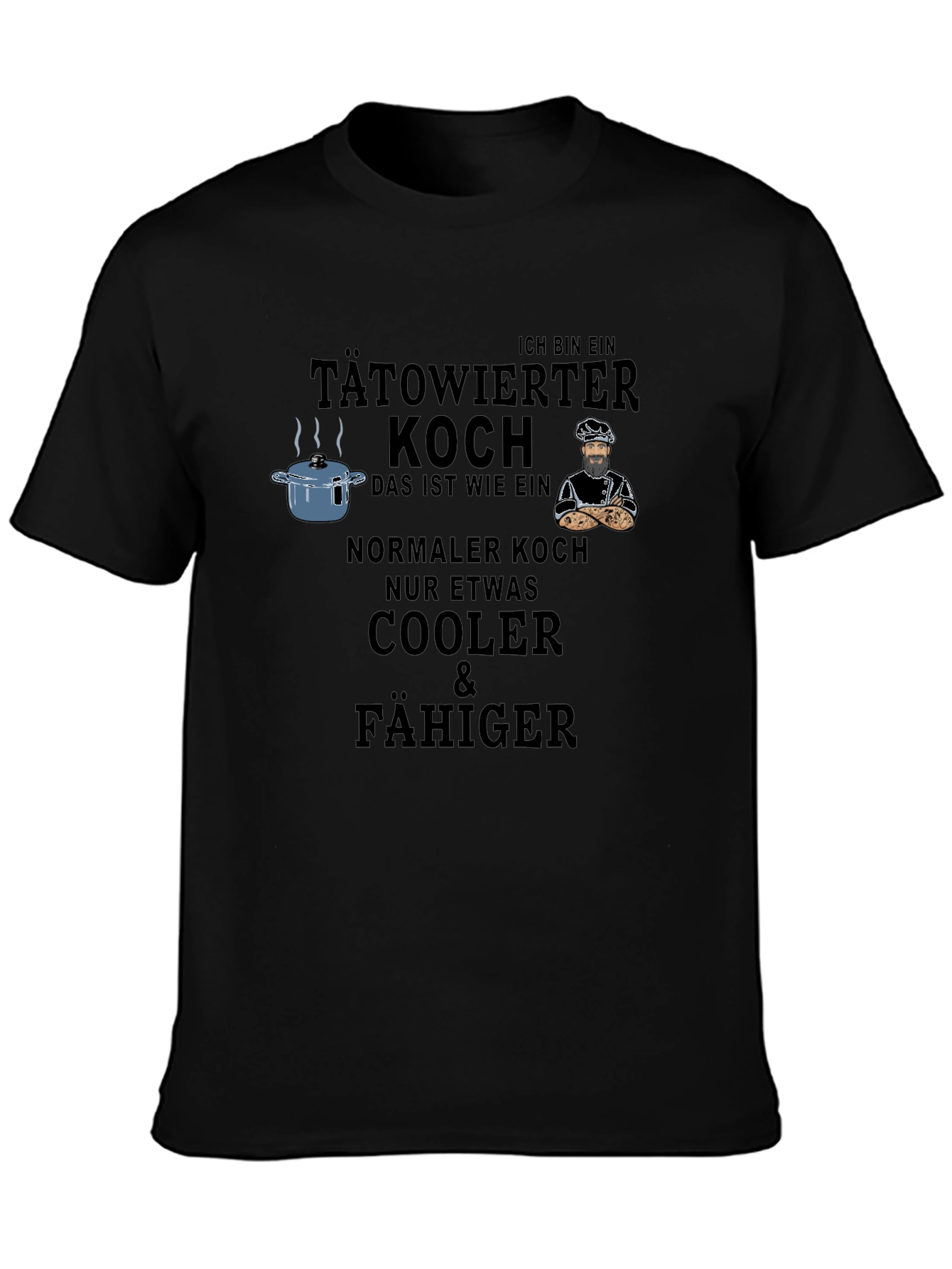 Black Tattooed Chef Graphic Tee - Cool & Capable Cook view 3