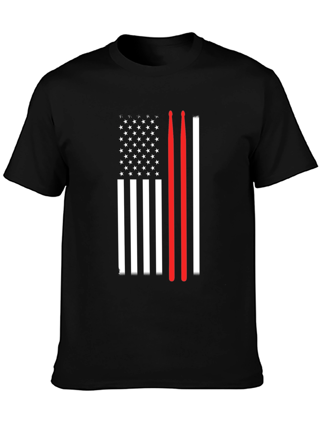 Black American Flag Drummer T-Shirt view 3