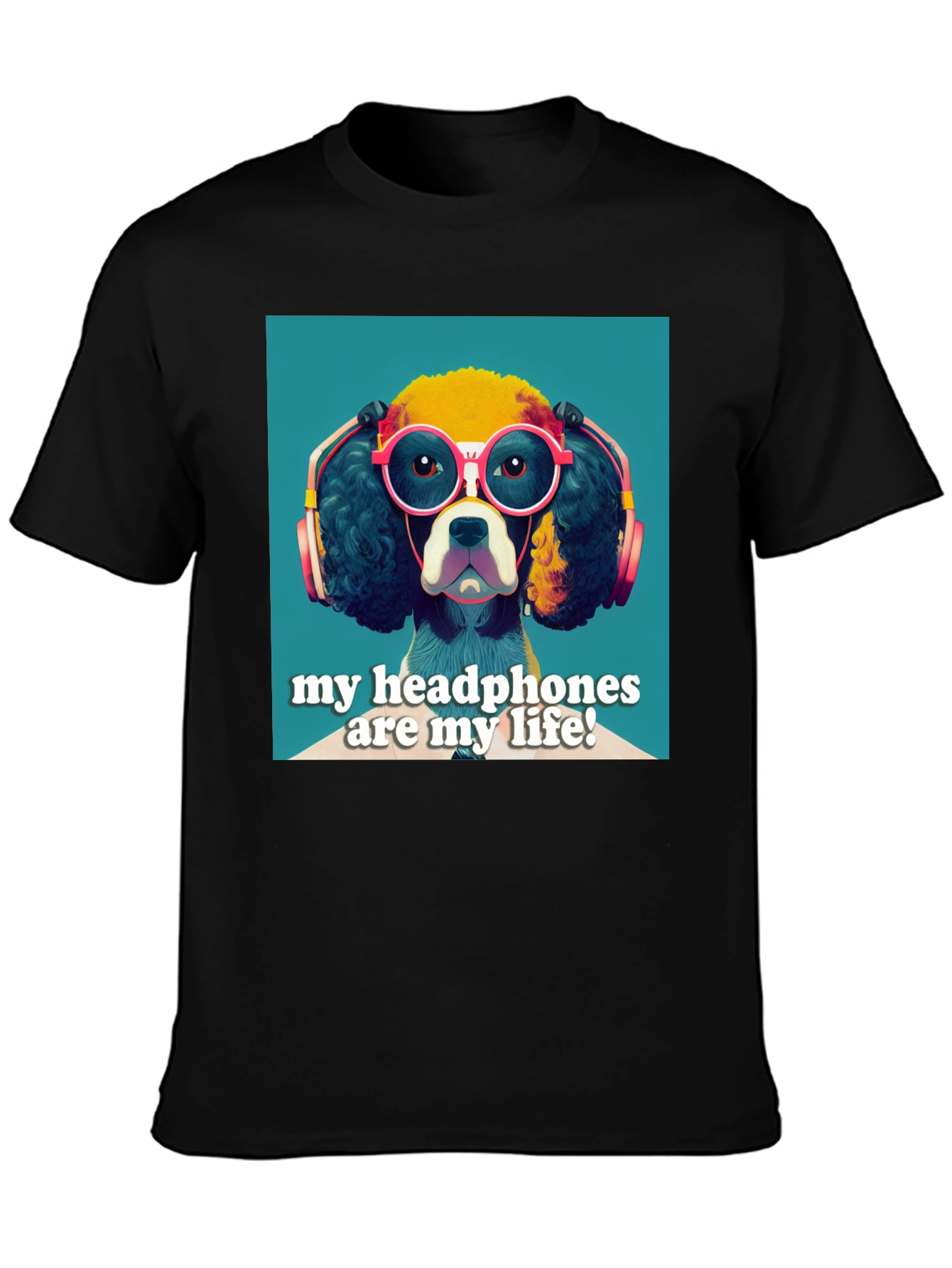 Black Dog Headphones Graphic Tee - My Headphones Are My Life view 3