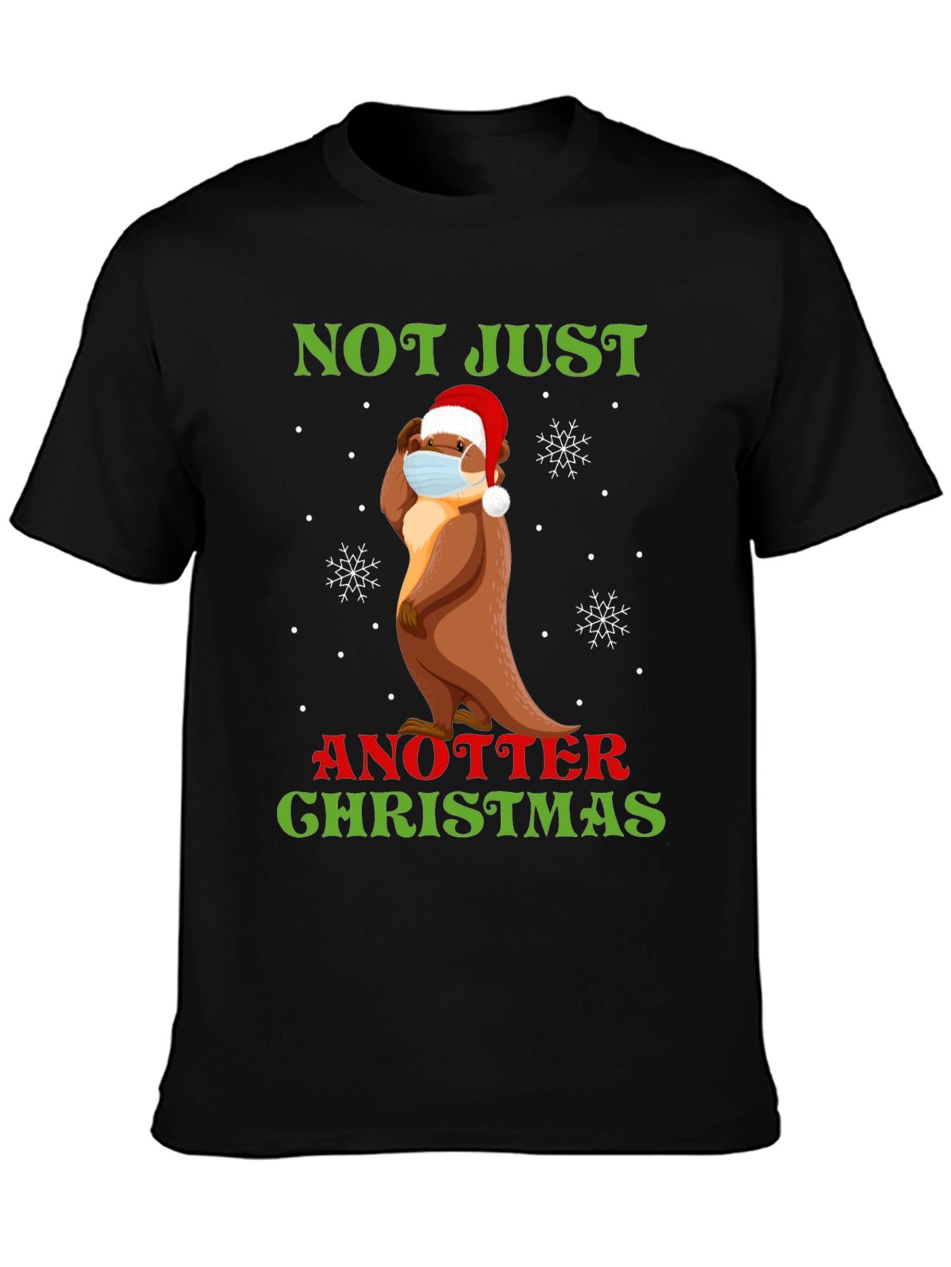 Black Funny Otter Christmas T-Shirt - Not Just Another Christmas view 3