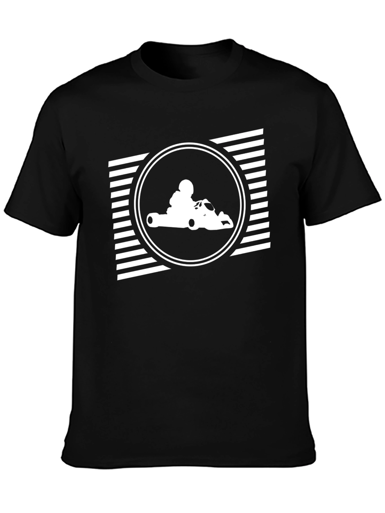 Black Go-Kart Racing Graphic Tee - Black Cotton T-Shirt view 3