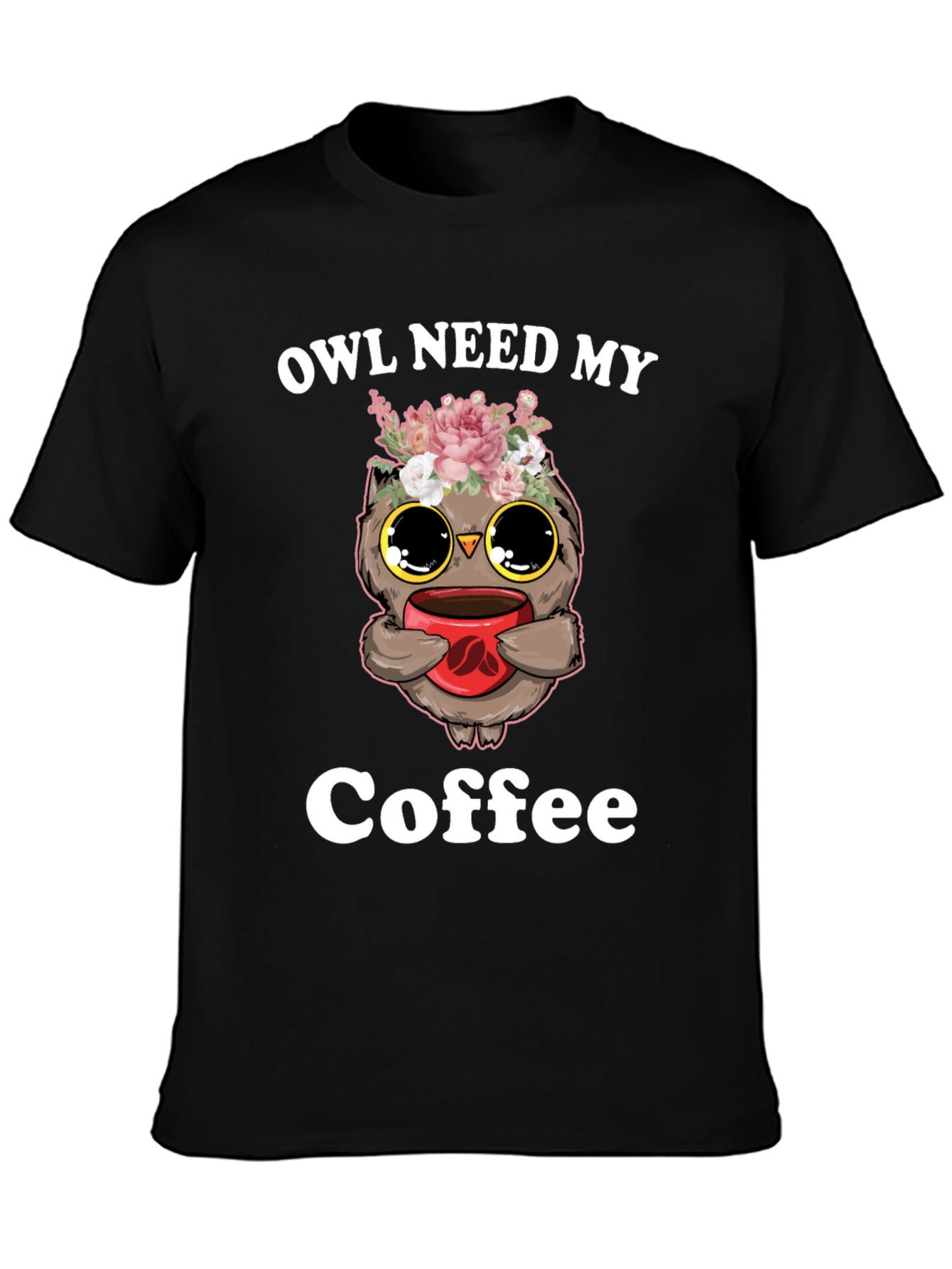 Black Owl Need My Coffee T-Shirt view 3