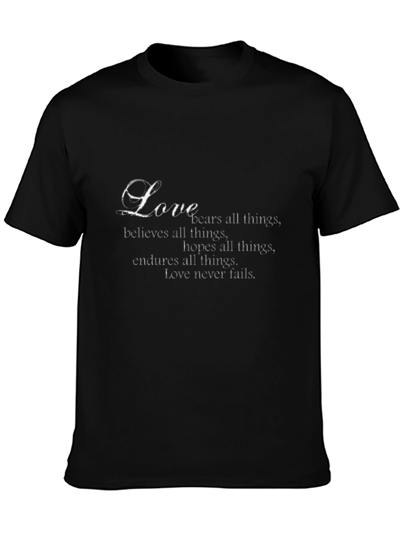 Black Love Never Fails Graphic T-Shirt - Black view 3