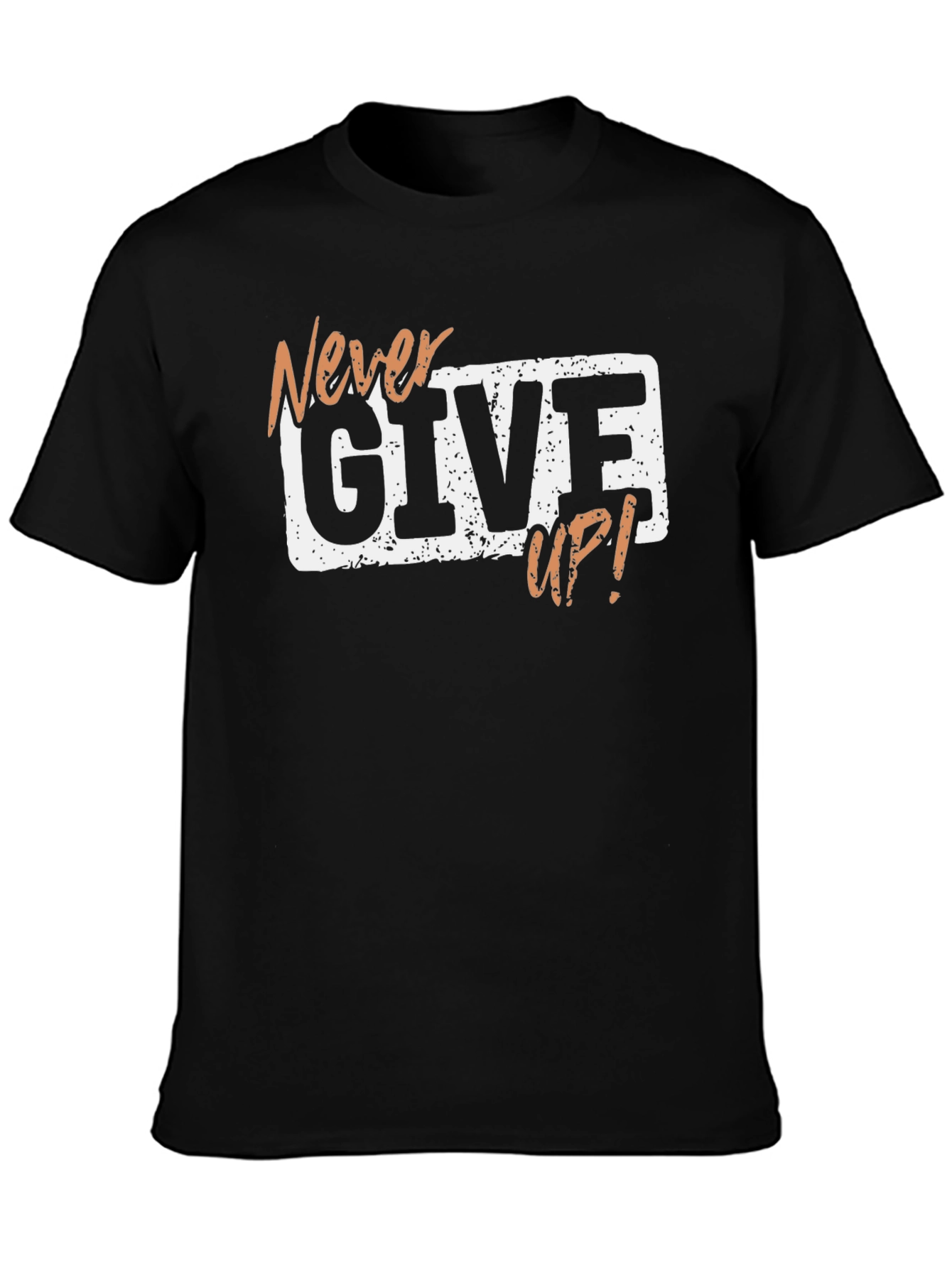 Black Never Give Up Graphic T-Shirt view 3