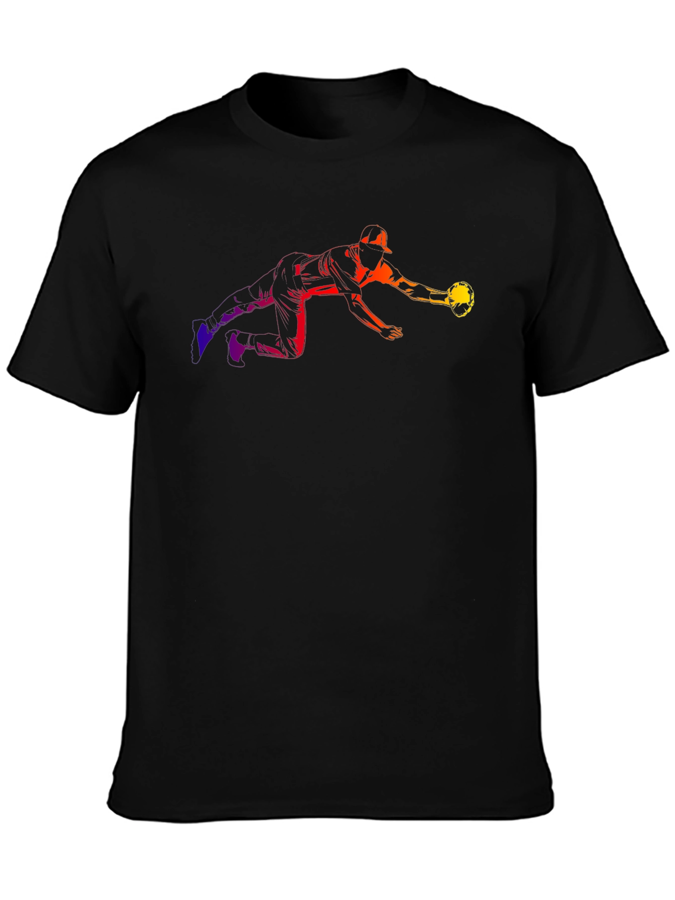 Black Rainbow Baseball Catch T-Shirt view 3