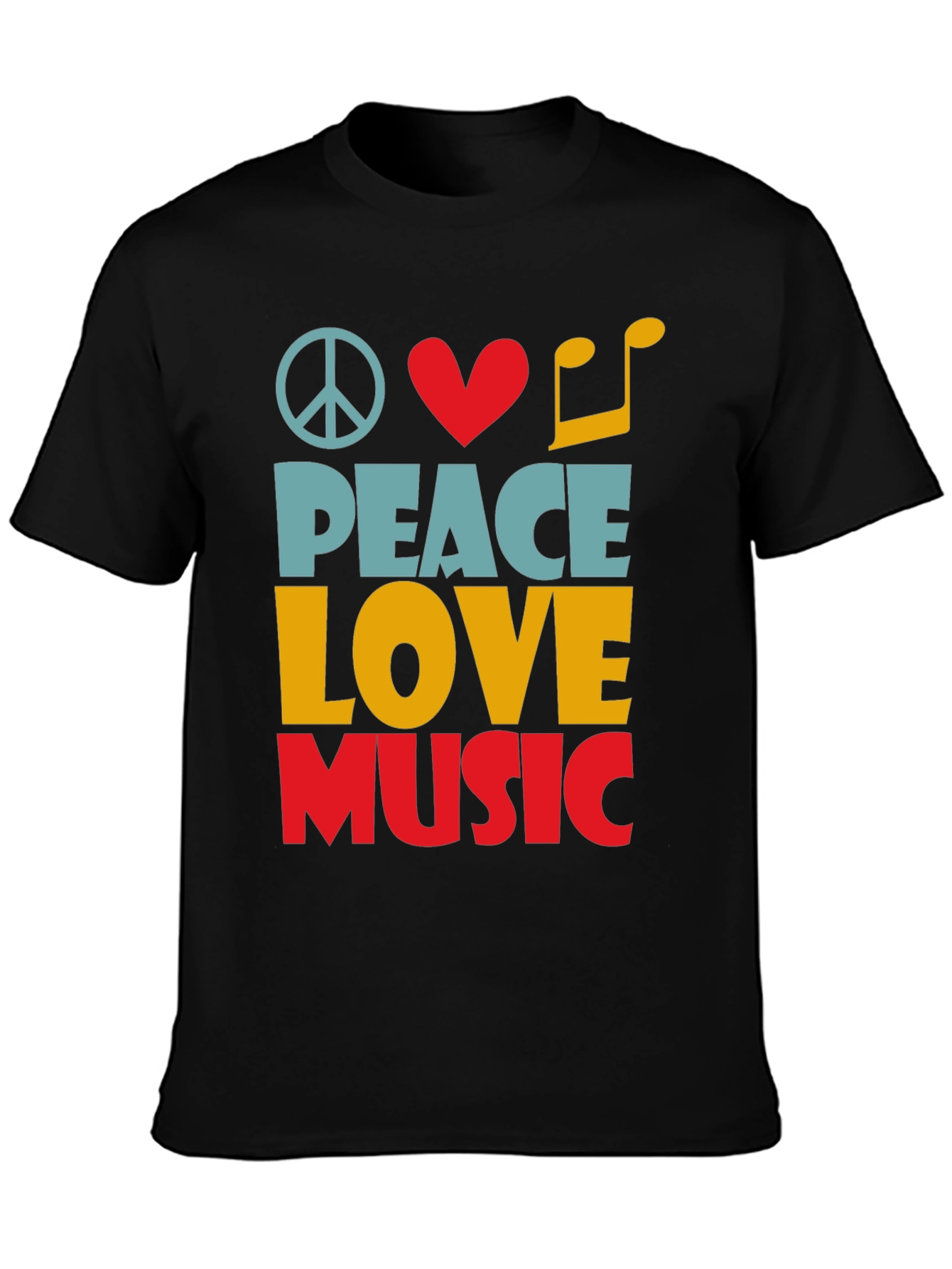 Black Peace Love Music Graphic Tee - Unisex view 3