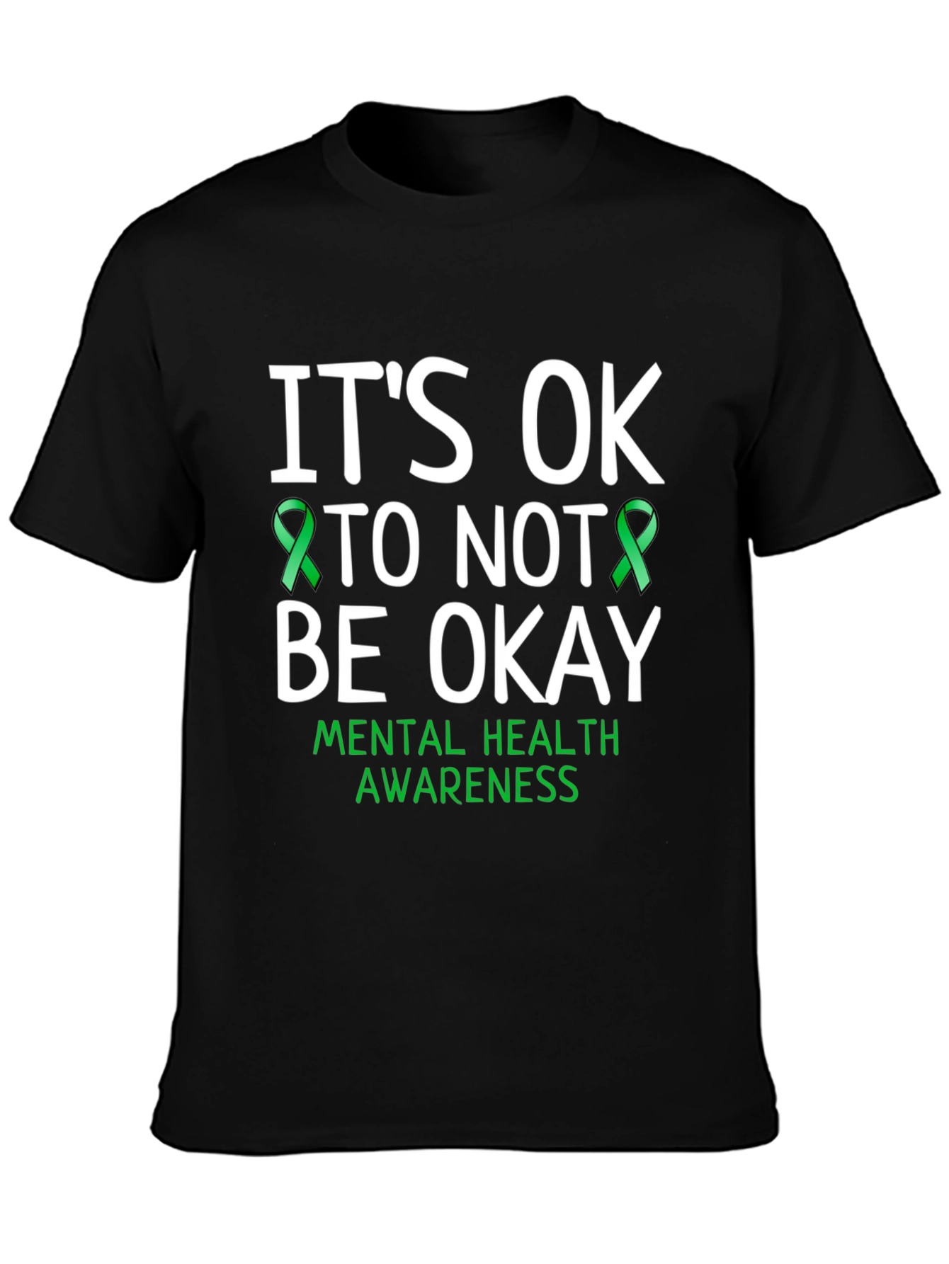 Black It's OK To Not Be Okay Mental Health Awareness T-Shirt view 3