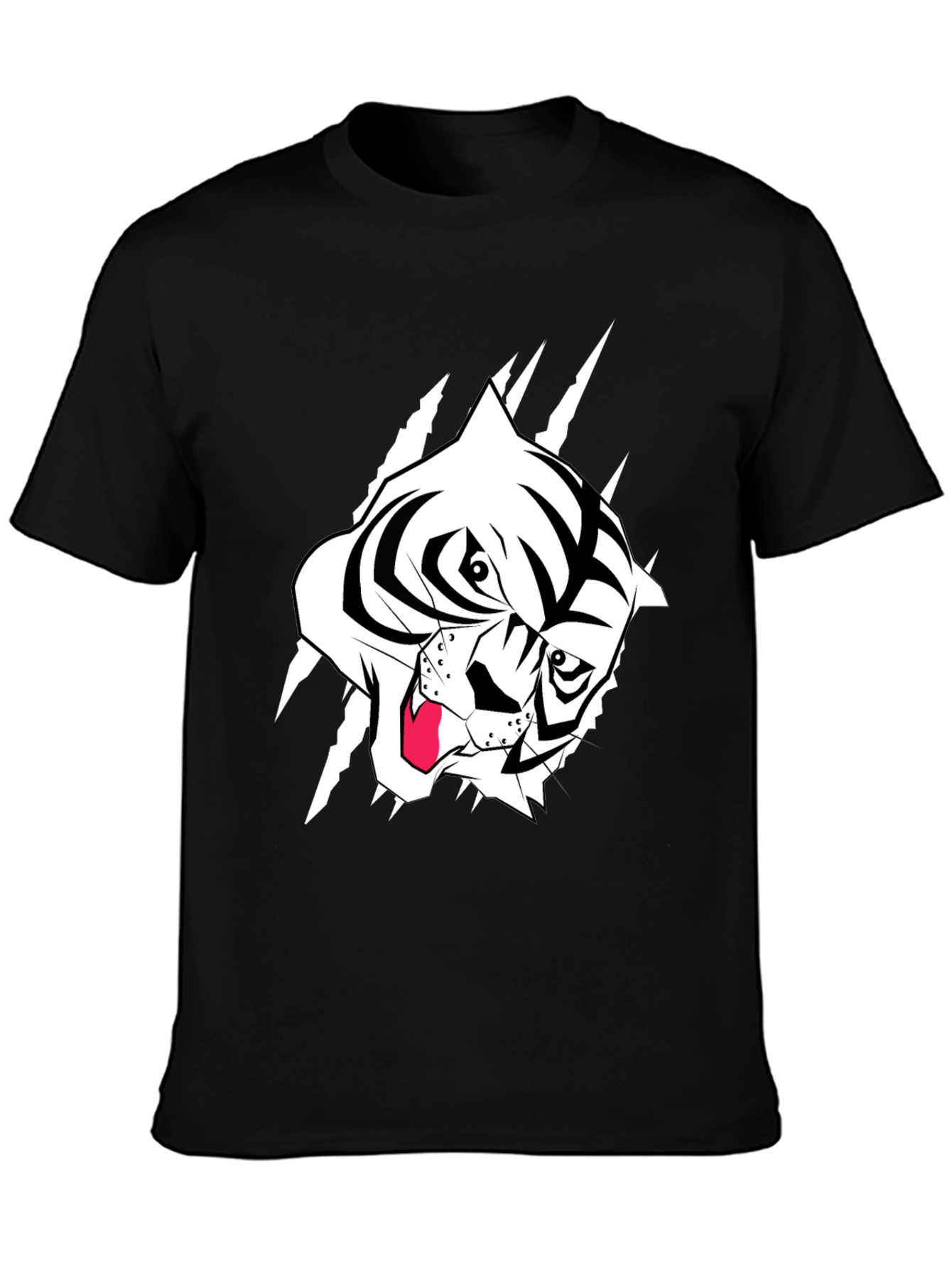Black Black T-Shirt with Tiger Graphic view 3