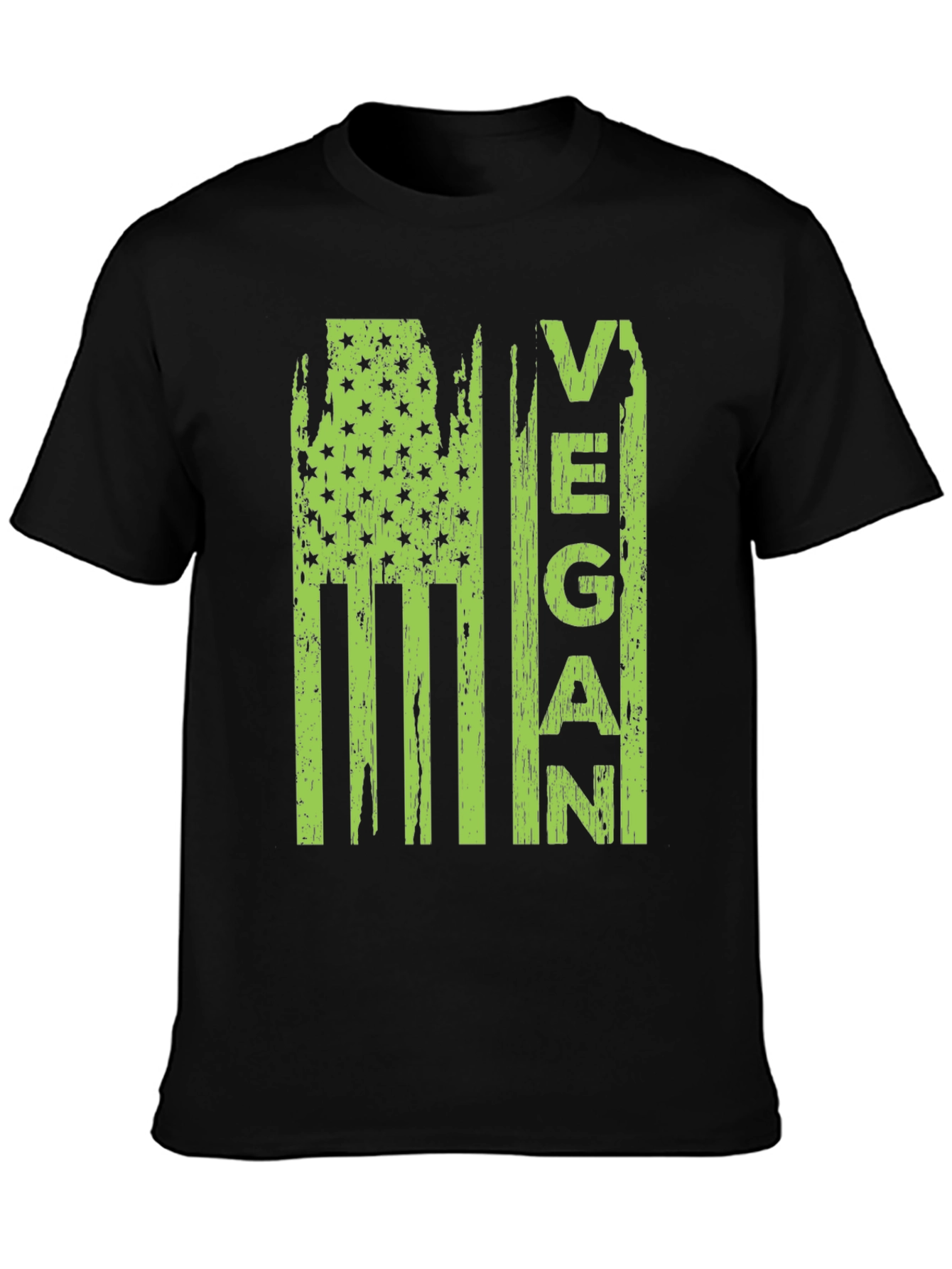 Black Vegan American Flag Graphic T-Shirt view 3