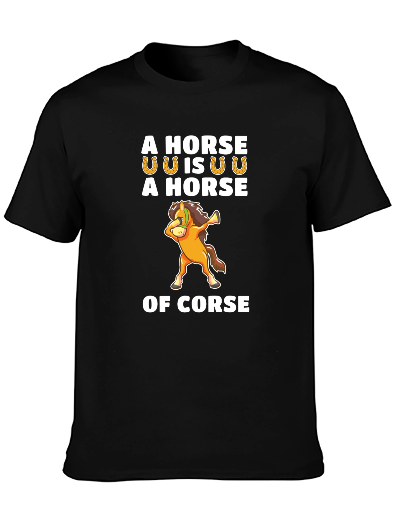 Black Funny Horse Pun T-Shirt - 'Of Corse' Humor Tee view 3