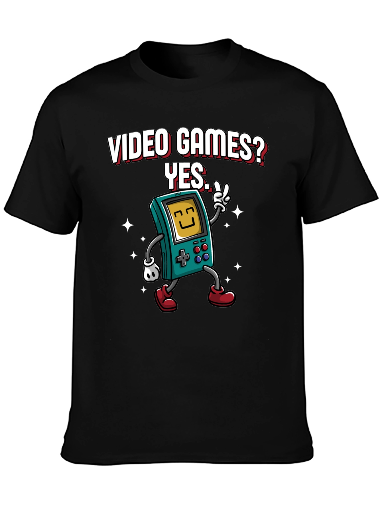 Black Video Games Yes T-Shirt view 3