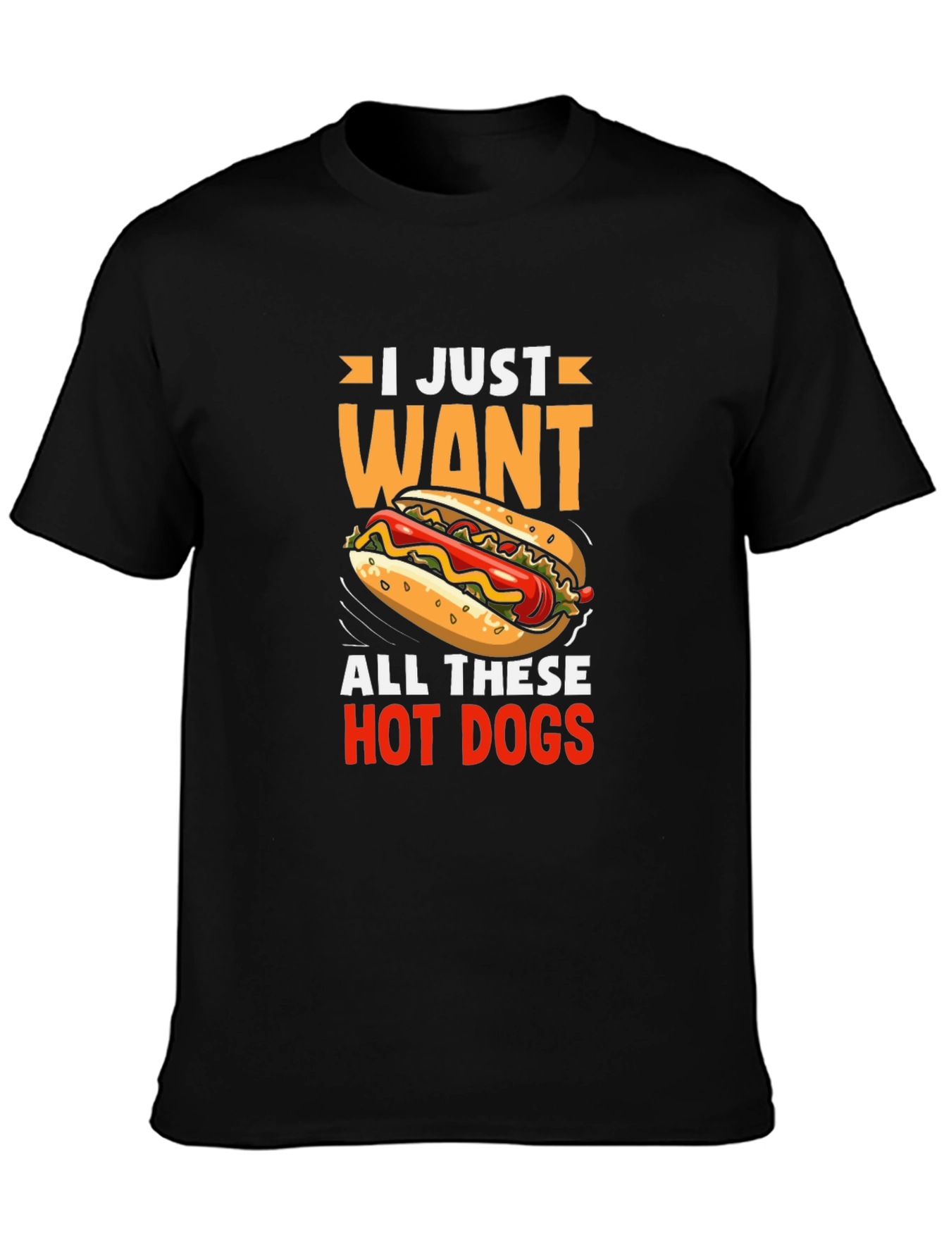 Black I Just Want All These Hot Dogs Graphic Tee view 3