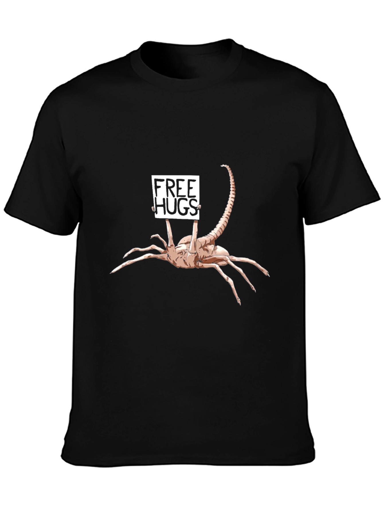 Black Free Hugs Alien T-Shirt - Funny Sci-Fi Tee view 3