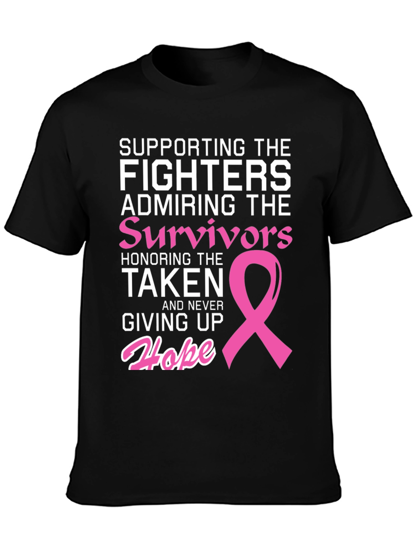Black Breast Cancer Awareness T-Shirt: Fighters, Survivors, Hope view 3