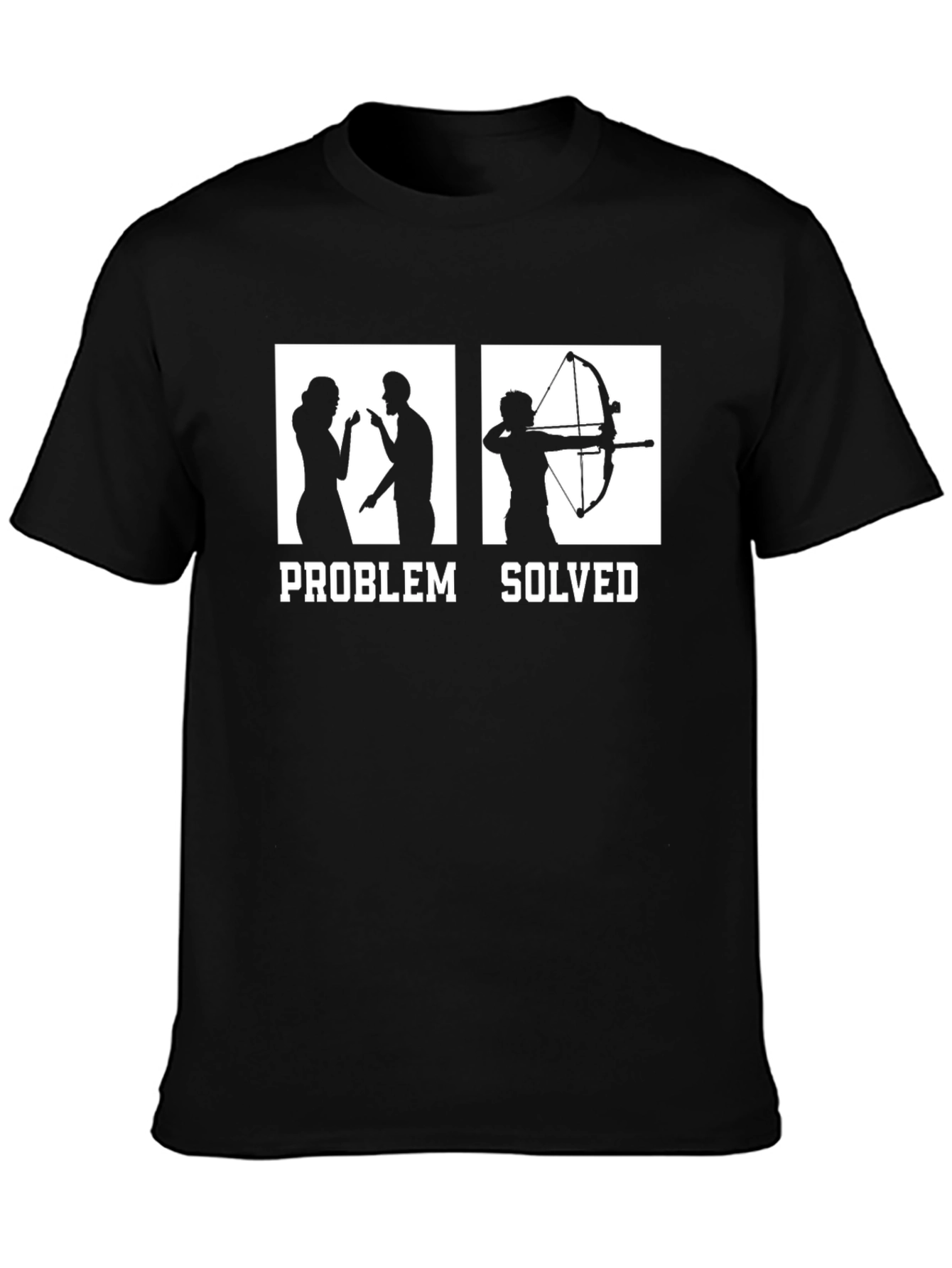 Black Problem Solved Archer Graphic T-Shirt view 3