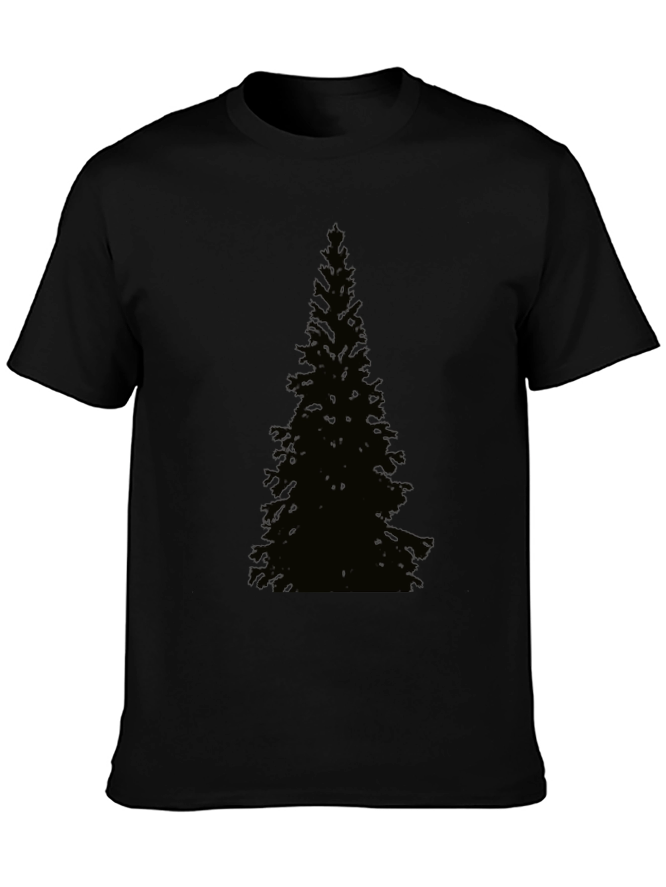 Black Evergreen Tree Graphic Tee - Black Cotton T-Shirt view 3