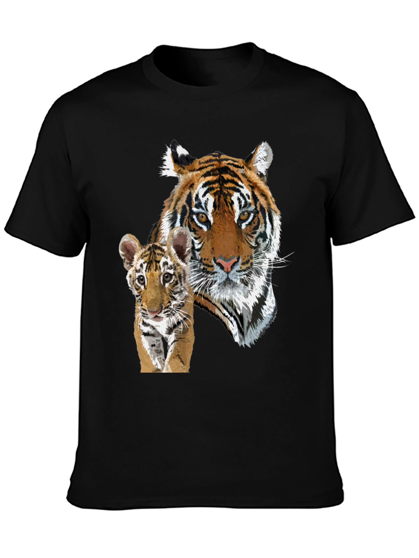 Black Tiger & Cub Graphic Tee - Unisex Black T-Shirt view 3