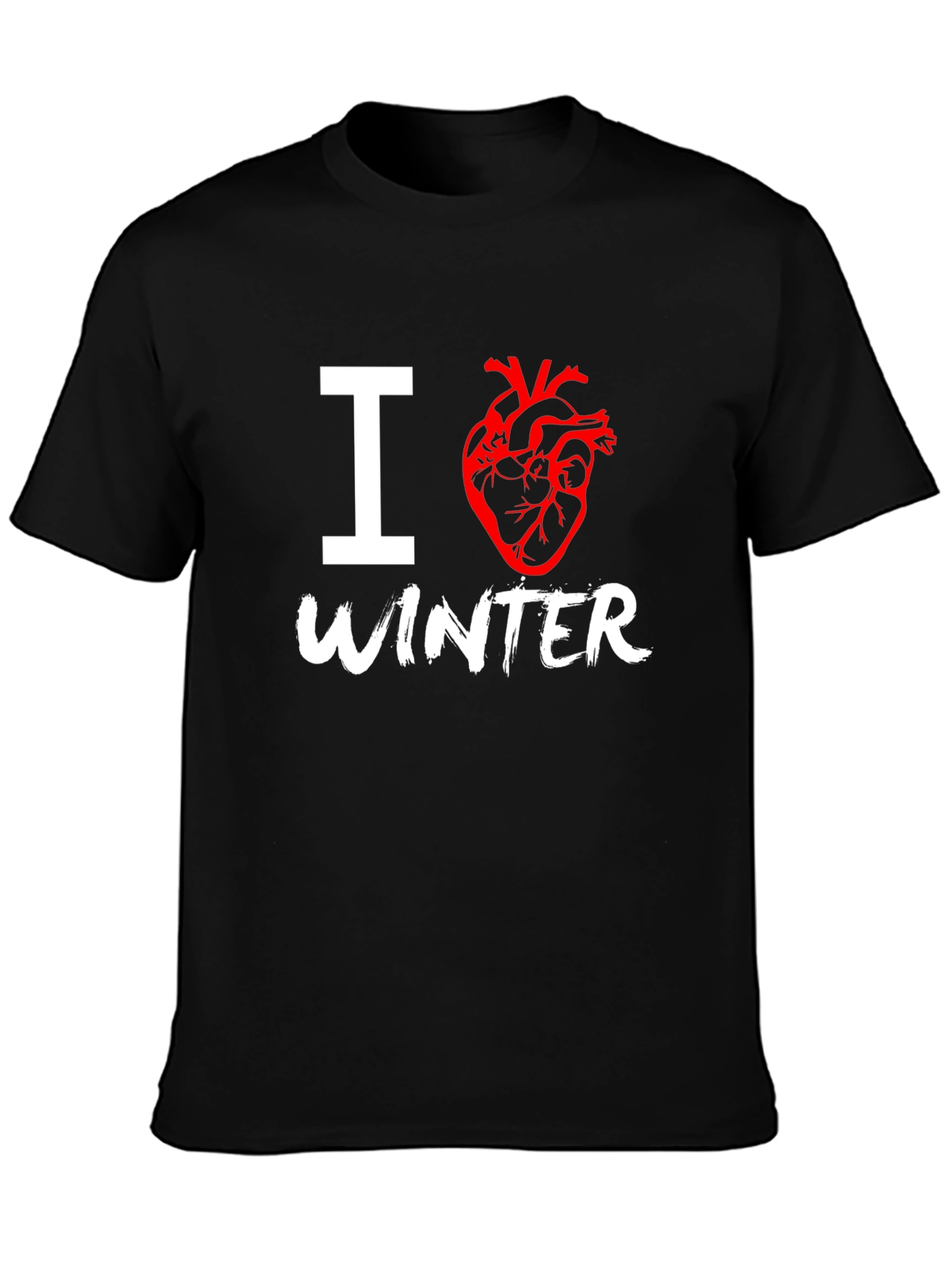 Black I Heart Winter Graphic T-Shirt view 3