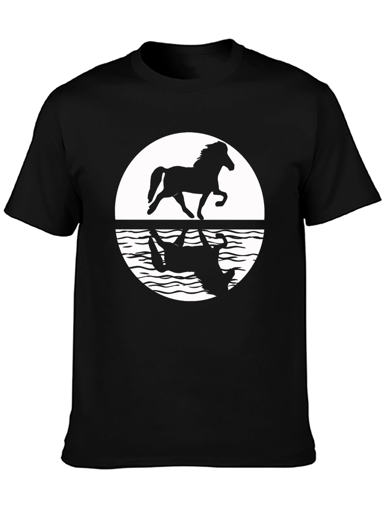 Black Horse Silhouette Graphic Tee - Black Cotton Blend view 3