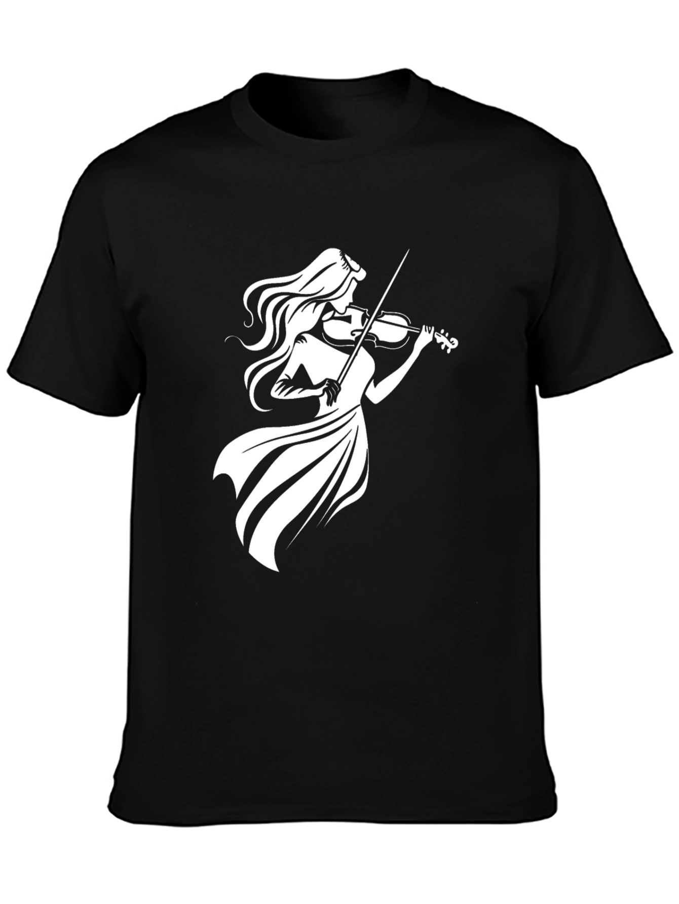Black Violinist Graphic Tee - Black Cotton T-Shirt view 3