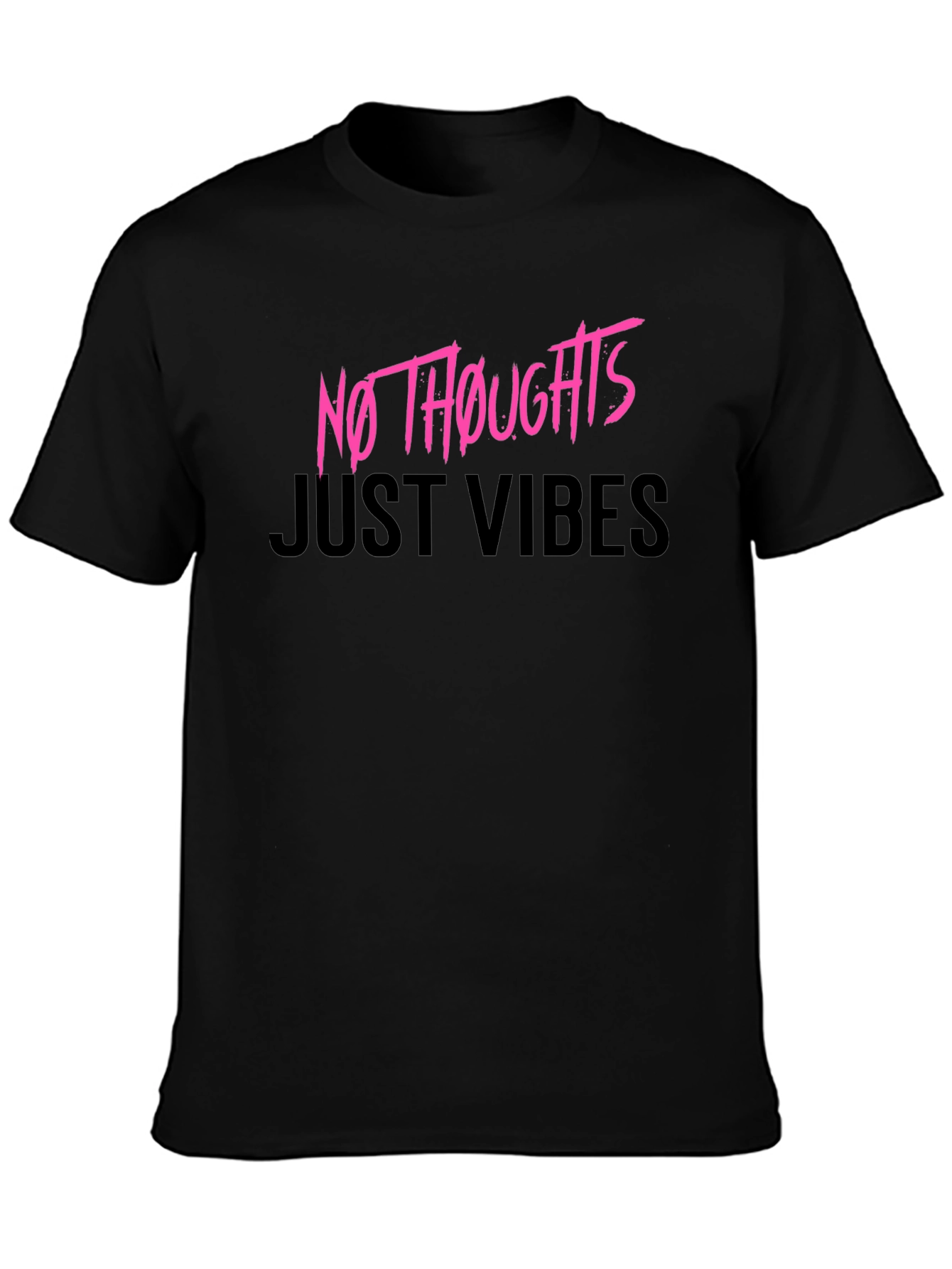 Black No Thoughts Just Vibes Graphic Tee view 3