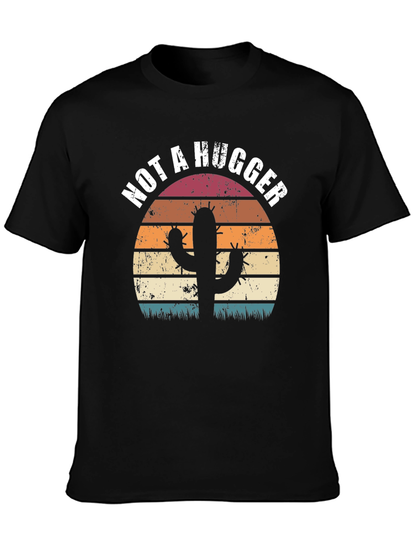 Black Not A Hugger Cactus Graphic Tee view 3