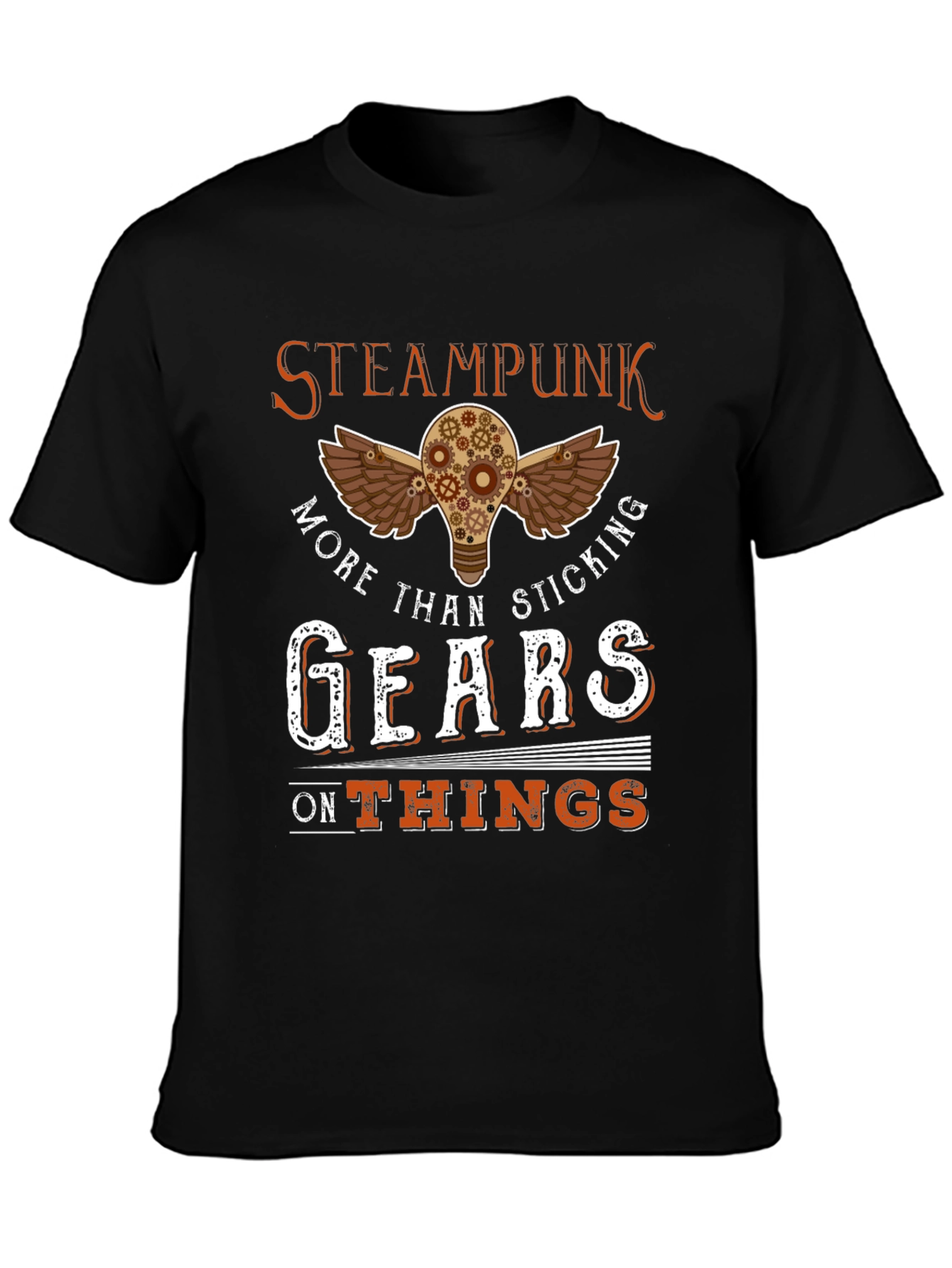 Black Steampunk Gears T-Shirt view 3