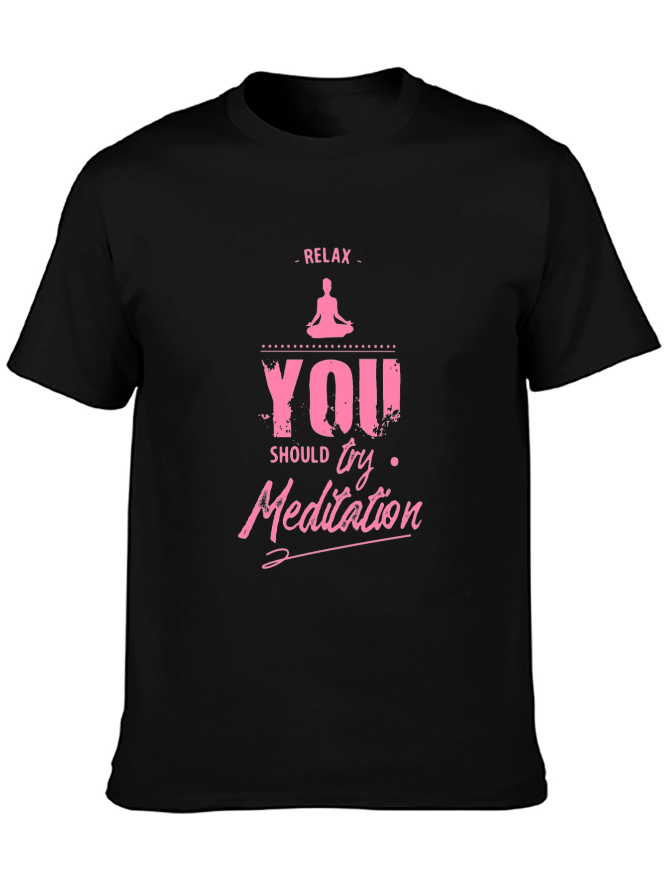 Black Relax Meditation Graphic T-Shirt view 3