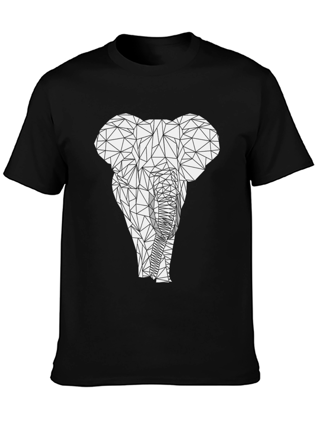 Black Geometric Elephant Graphic Tee - Modern Animal Print view 3