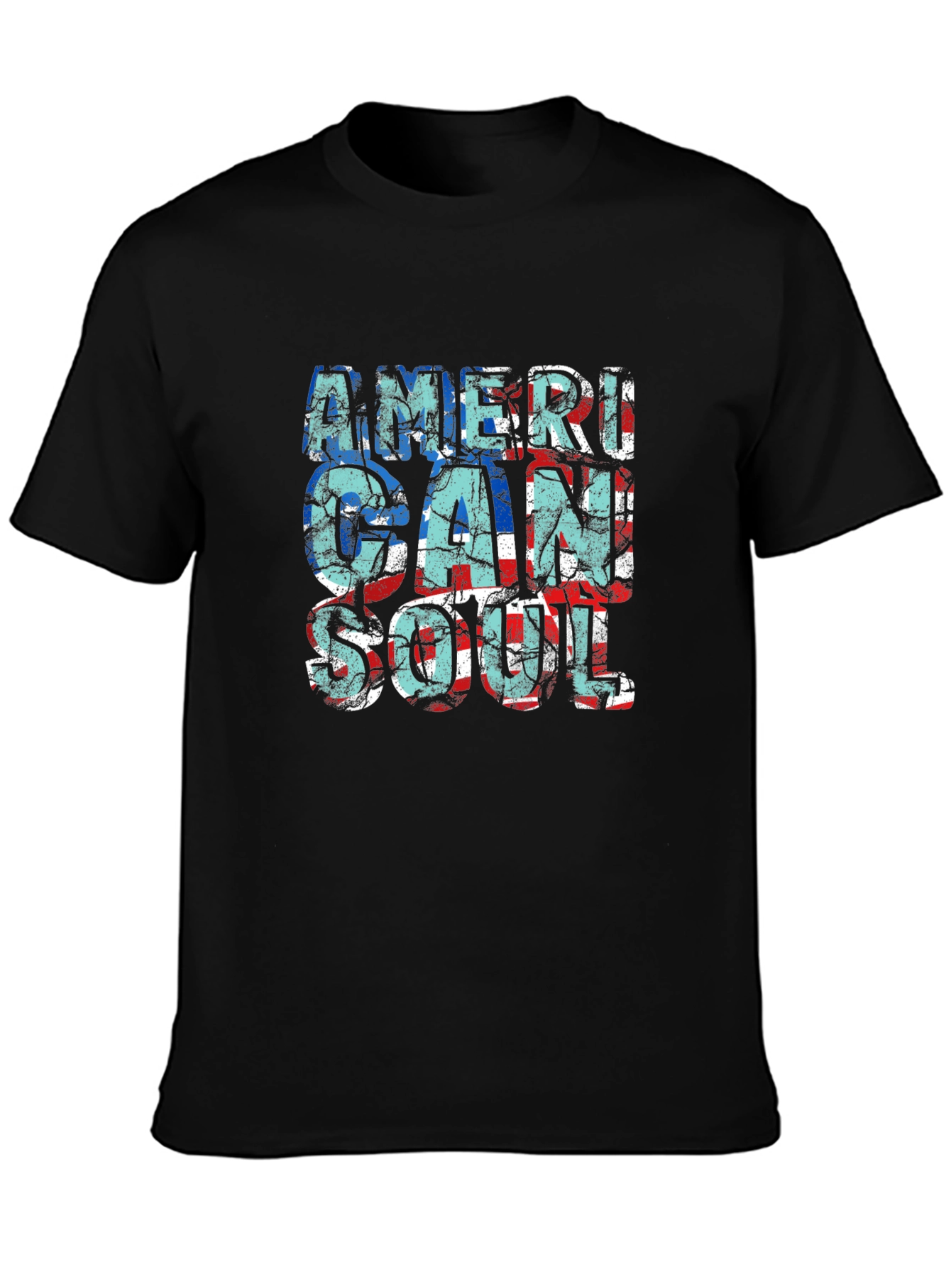 Black American Soul Graphic Print Black T-Shirt view 3
