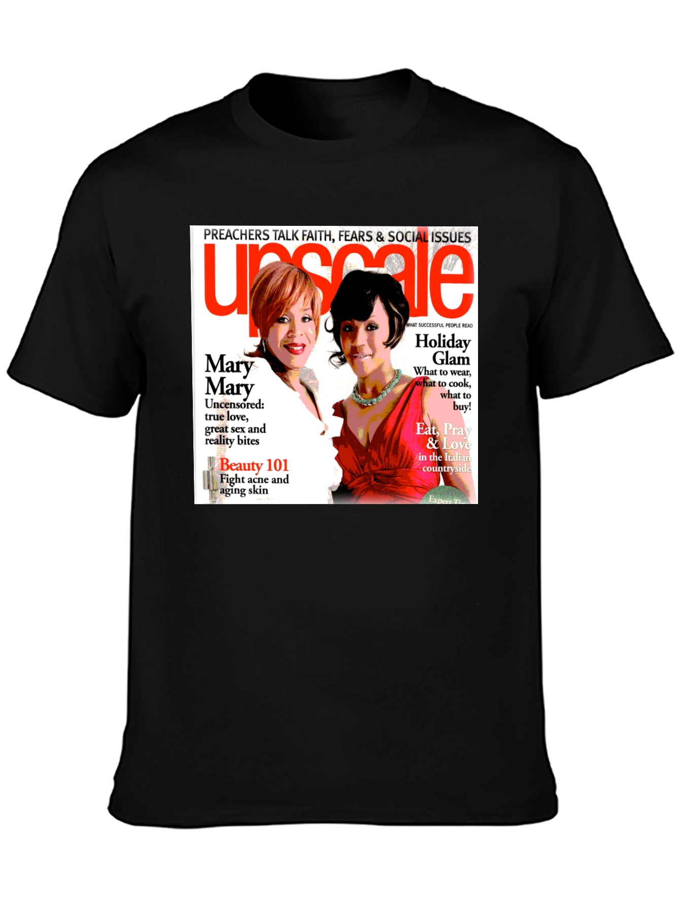 Black Upscale Magazine Graphic T-Shirt view 3