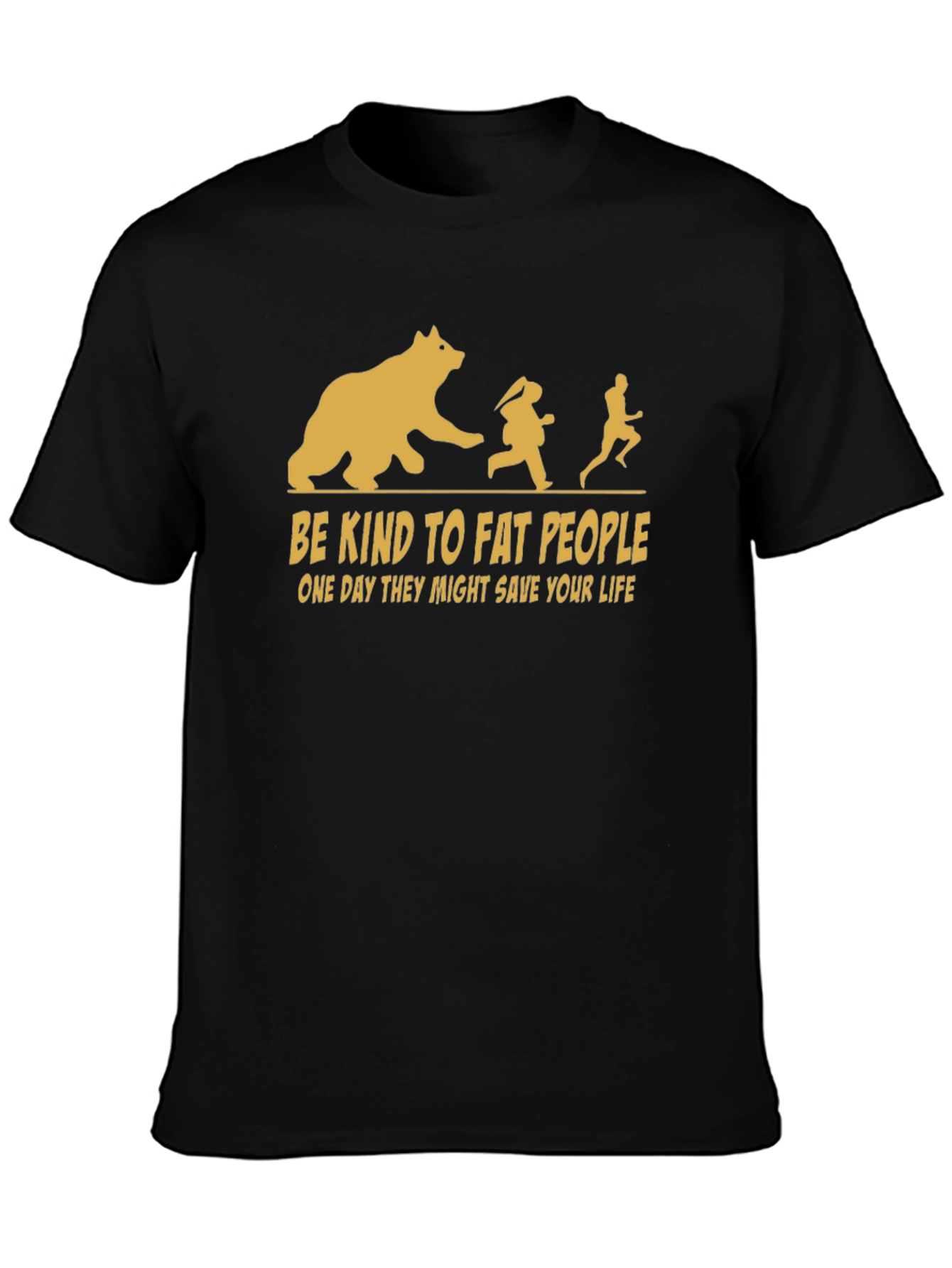 Black Be Kind To Fat People T-Shirt view 3