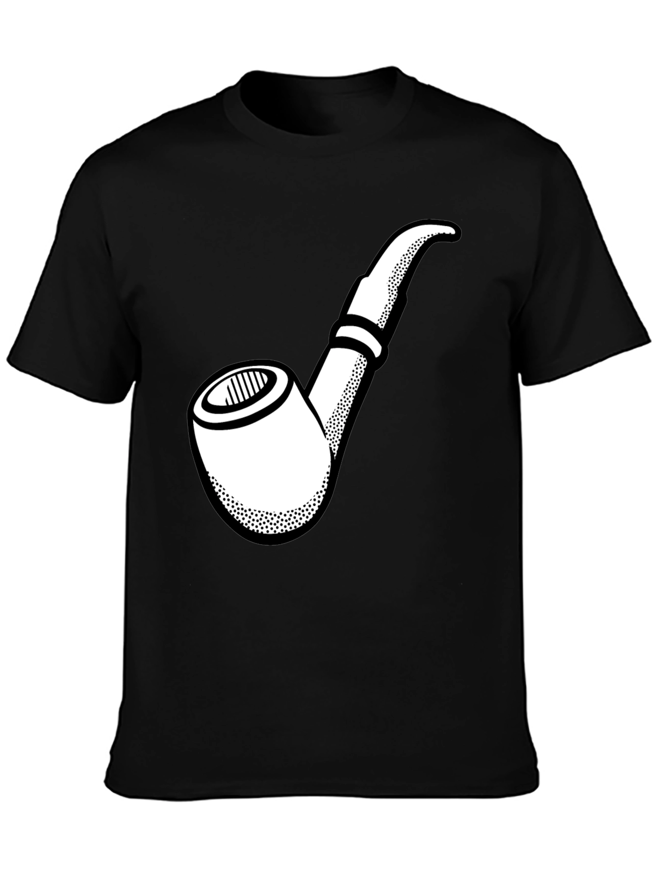 Black Smoking Pipe Graphic T-Shirt - Black Cotton Tee view 3