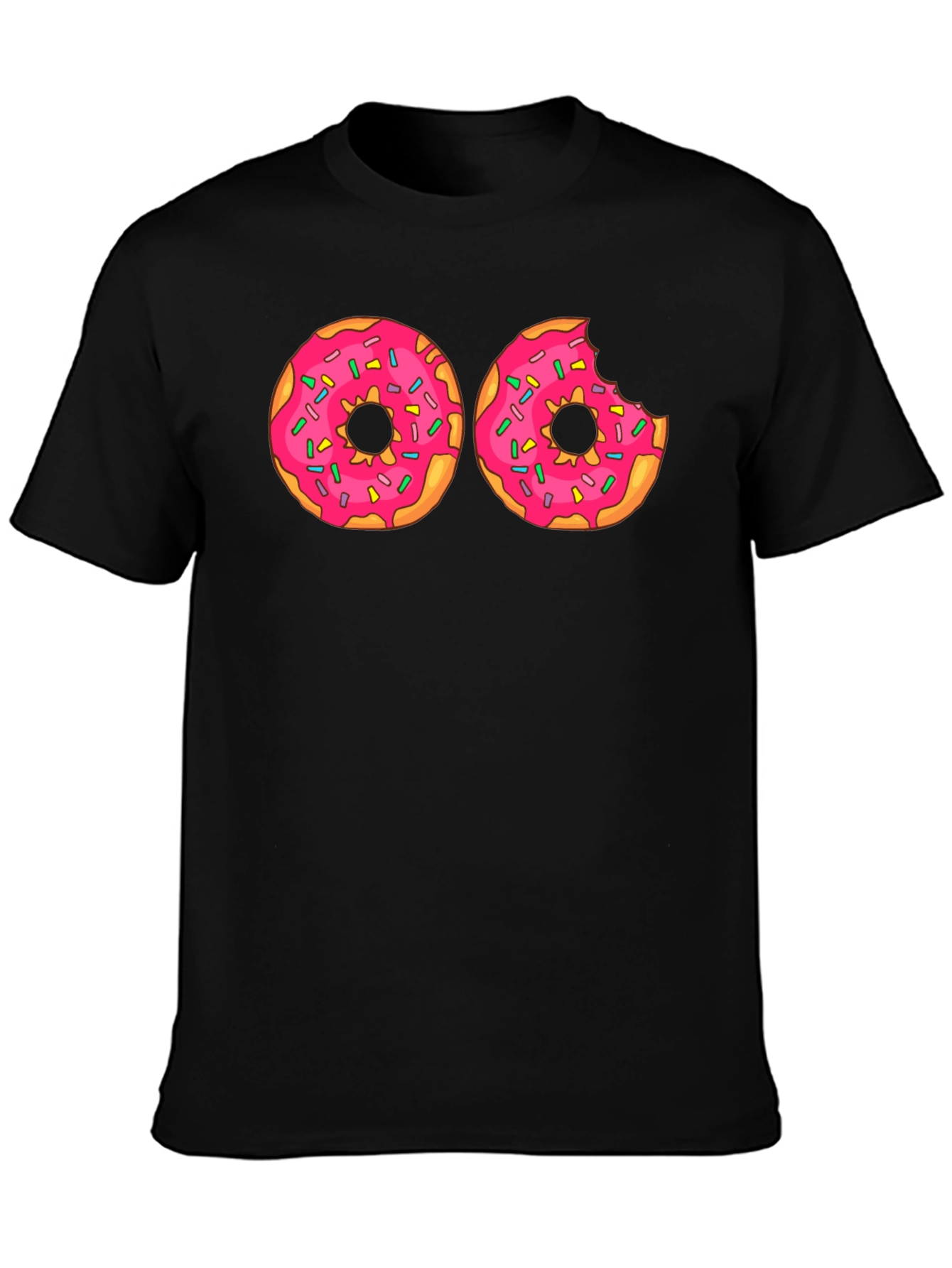 Black Donut Graphic T-Shirt - Pink Frosted Donuts Tee view 3