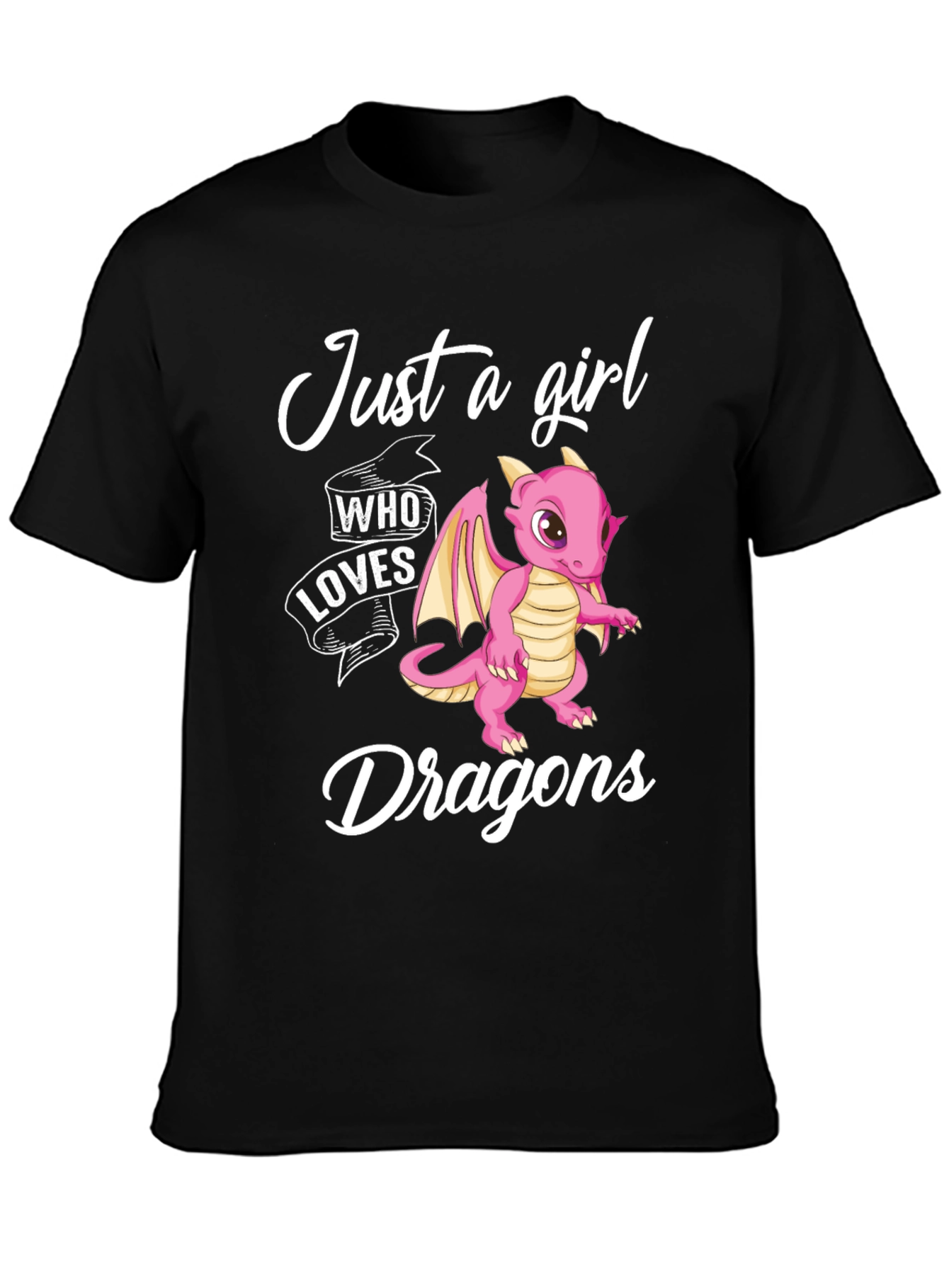 Black Just a Girl Who Loves Dragons T-Shirt view 3