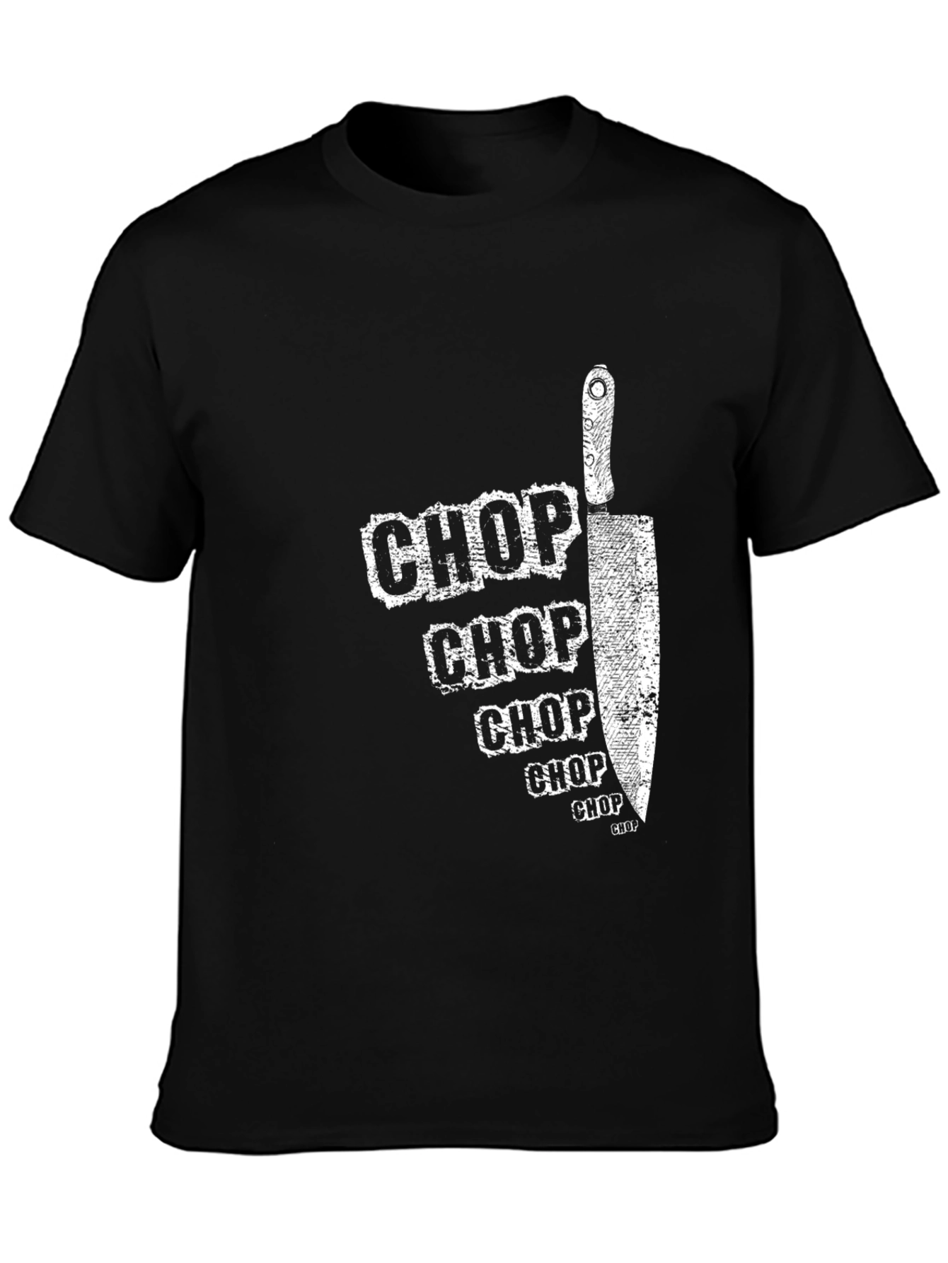 Black Chop Chop Chef's T-Shirt - Culinary Humor view 3
