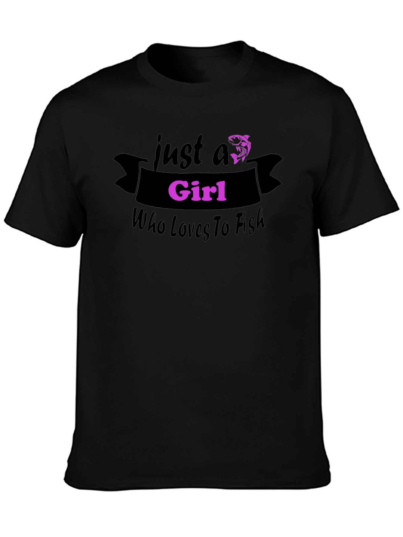 Black Just a Girl Who Loves to Fish T-Shirt view 3