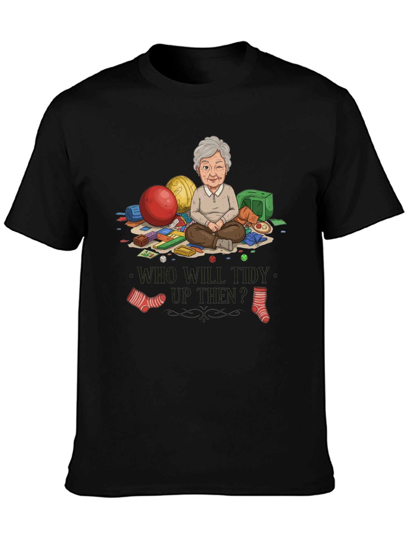 Black Grandma Tidy Up Graphic T-Shirt view 3
