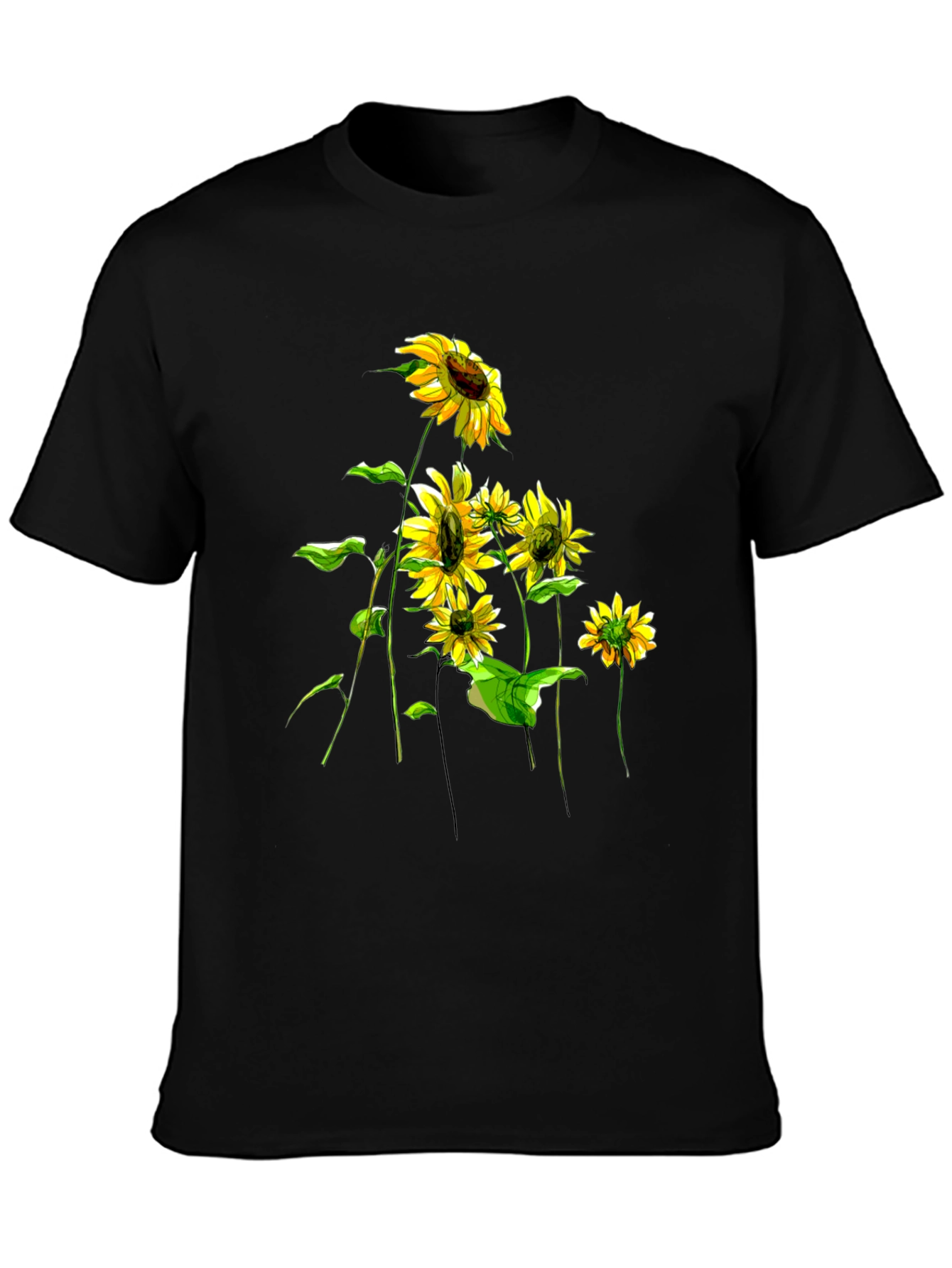 Black Sunflower Graphic Tee - Stylish Black T-Shirt view 3