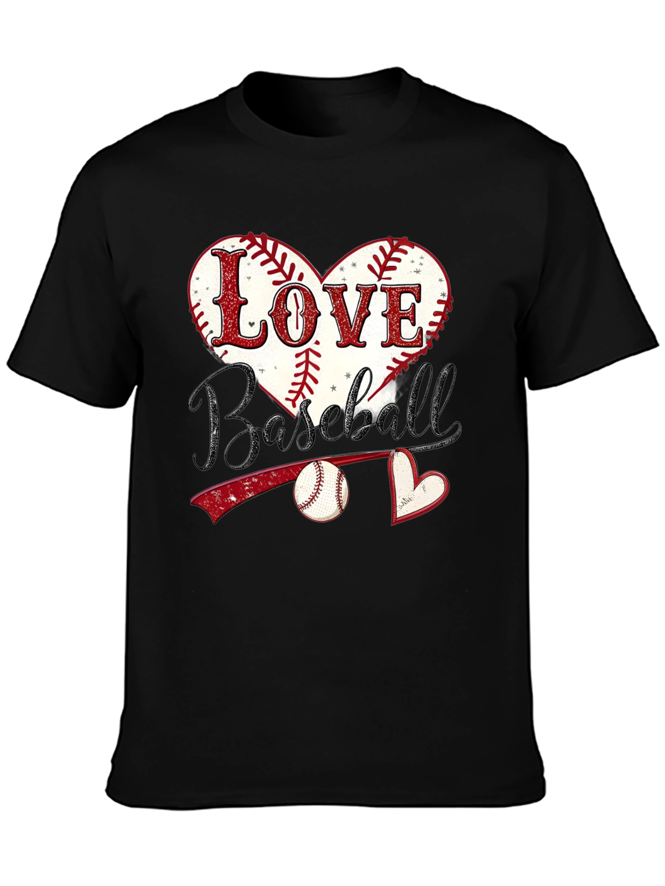 Black Love Baseball Graphic T-Shirt view 3