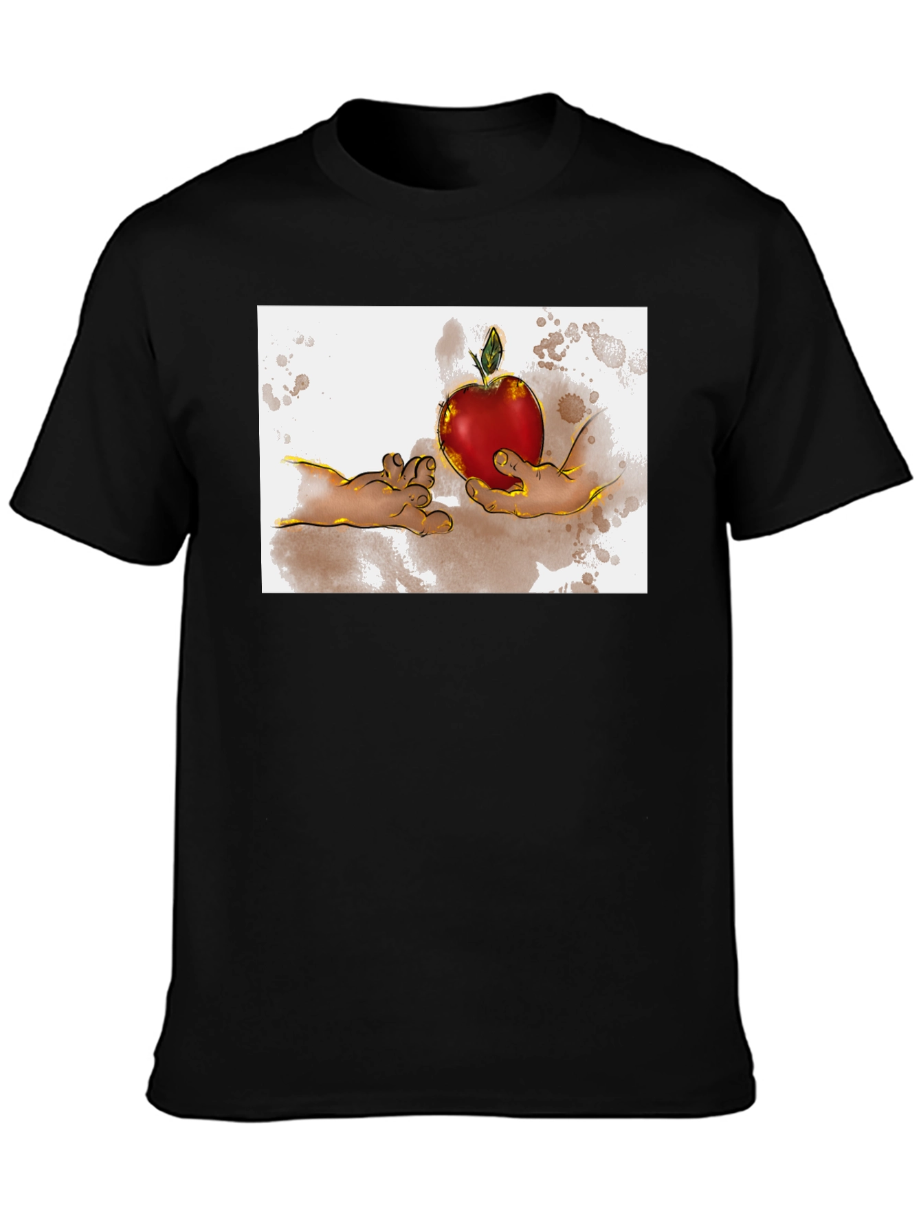 Black Creation of Adam Apple Graphic T-Shirt view 3